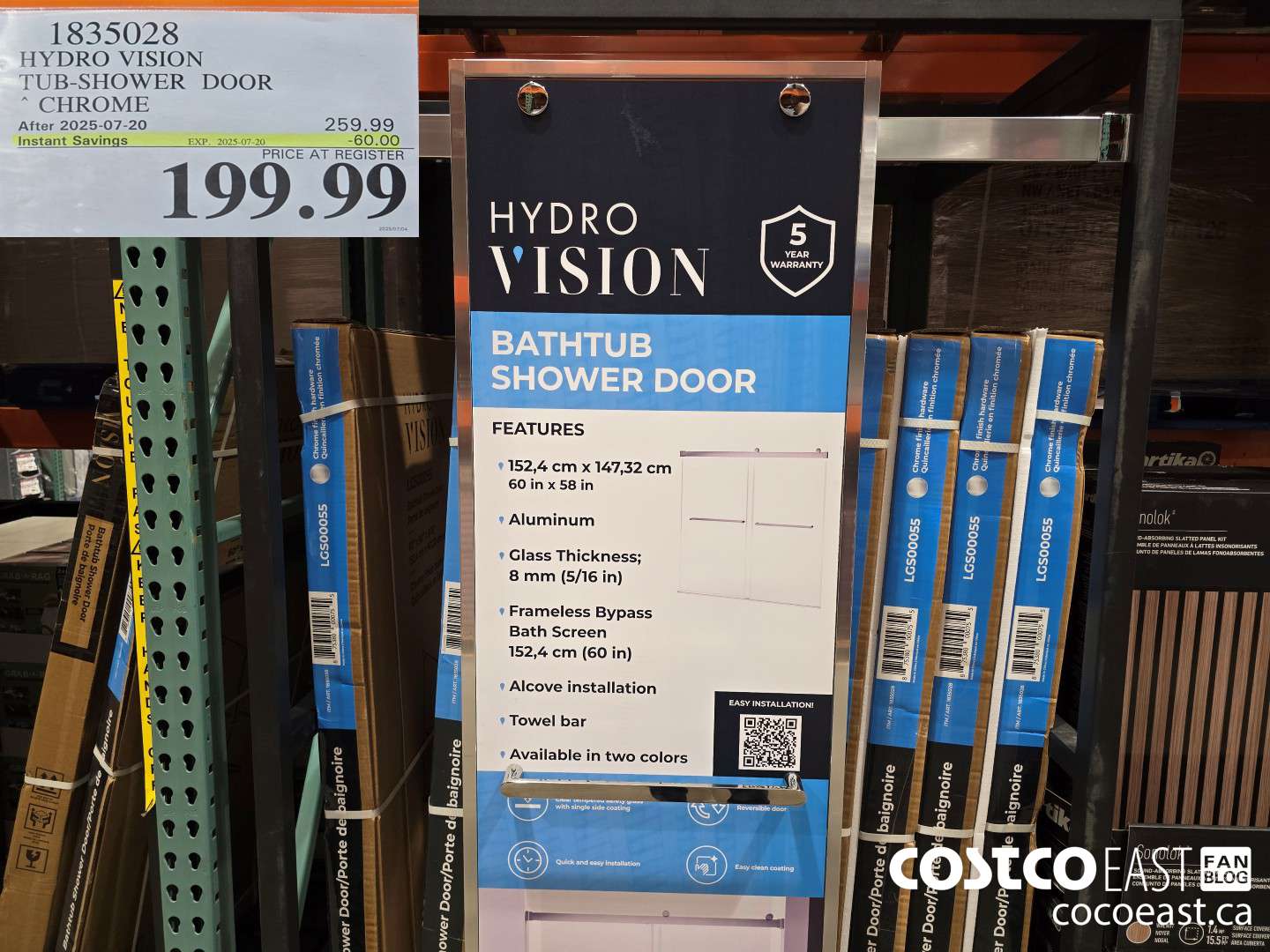 1835028 HYDRO VISION TUB-SHOWER DOOR ~ CHROME ($60.00 INSTANT SAVINGS EXPIRES ON 2025-07-20) $199.99