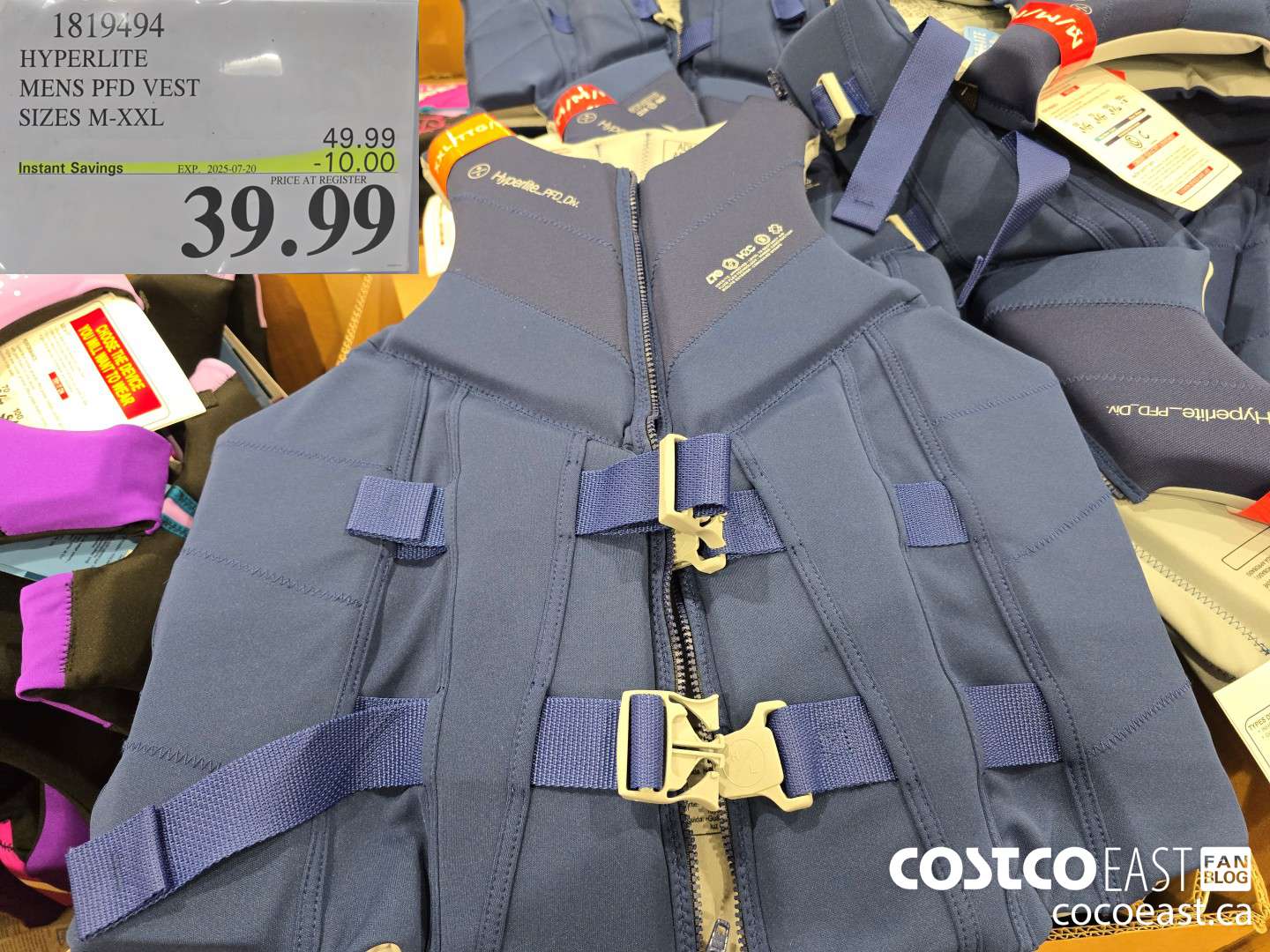 1819494 HYPERLITE MENS PFD VEST SIZES M-XXL ($10.00 INSTANT SAVINGS EXPIRES ON 2025-07-20) $39.99