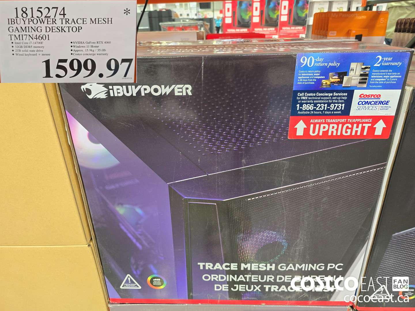 1815274 IBUYPOWER TRACE MESH GAMING DESKTOP TMI7N4601 $1599.97
