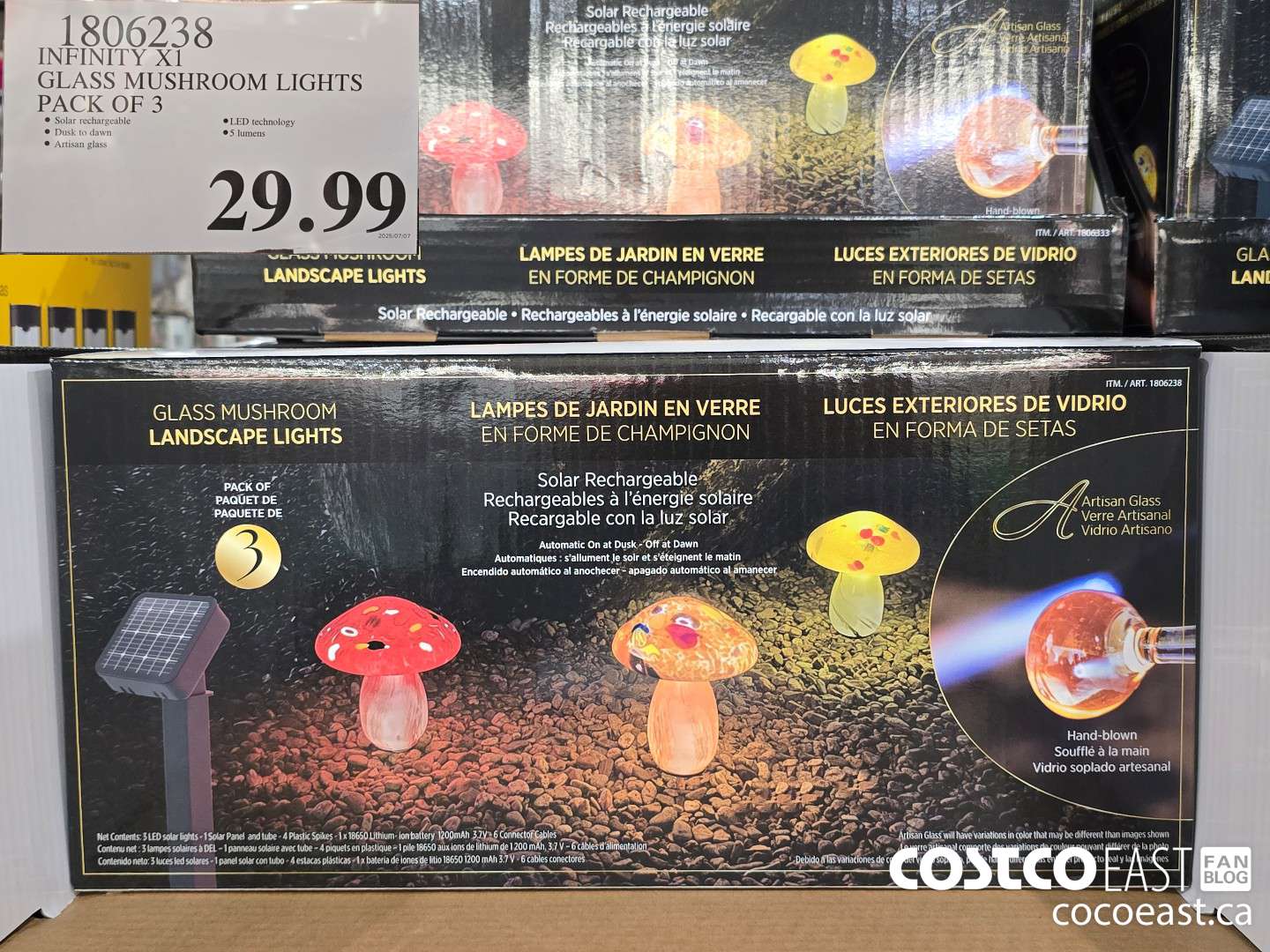 1806238 INFINTY X1 GLASS MUSHROOM LIGHTS PACK OF 3 $29.99