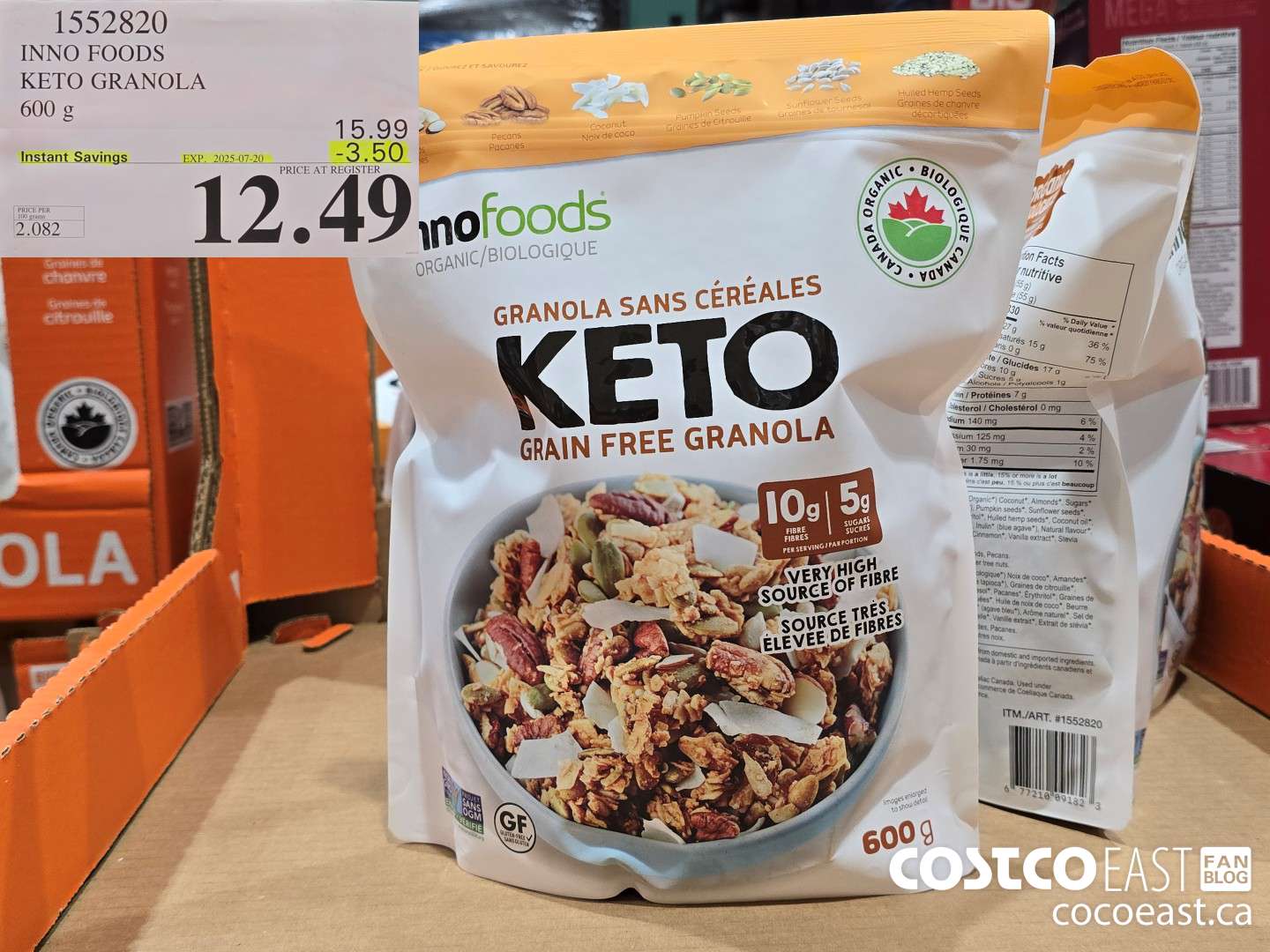1552820 INNO FOODS KETO GRANOLA 600 G ($3.50 INSTANT SAVINGS EXPIRES ON 2025-07-20) $12.49