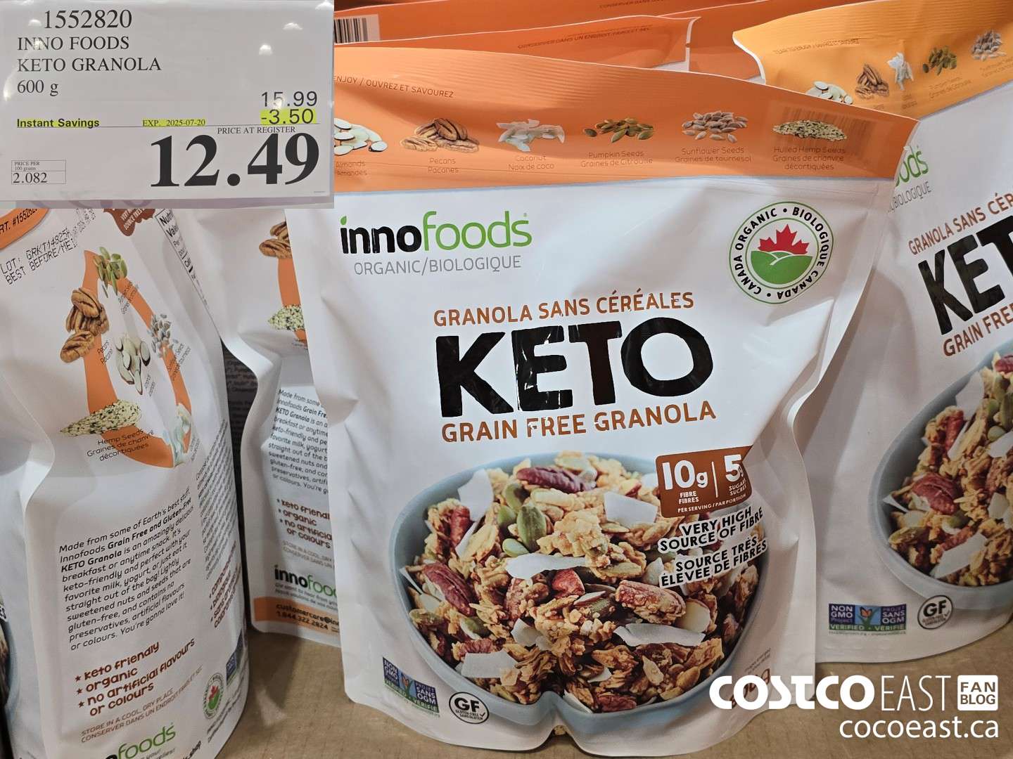 1552820 INNO FOODS KETO GRANOLA 600 G ($3.50 INSTANT SAVINGS EXPIRES ON 2025-07-20) $12.49