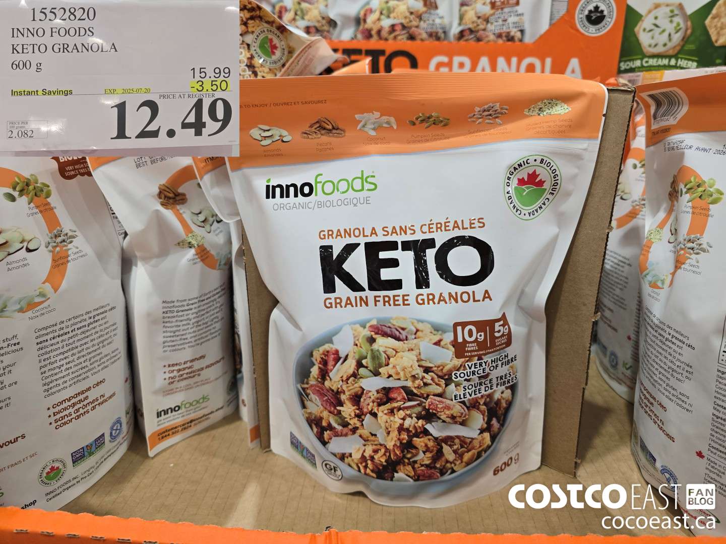 1552820 INNO FOODS KETO GRANOLA 600 G ($3.50 INSTANT SAVINGS EXPIRES ON 2025-07-20) $12.49