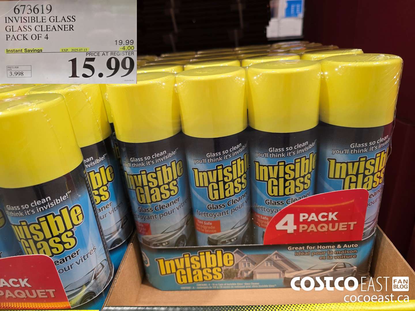 673619 INVISIBLE GLASS GLASS CLEANER PACK OF 4 ($4.00 INSTANT SAVINGS EXPIRES ON 2025-07-13) $15.99