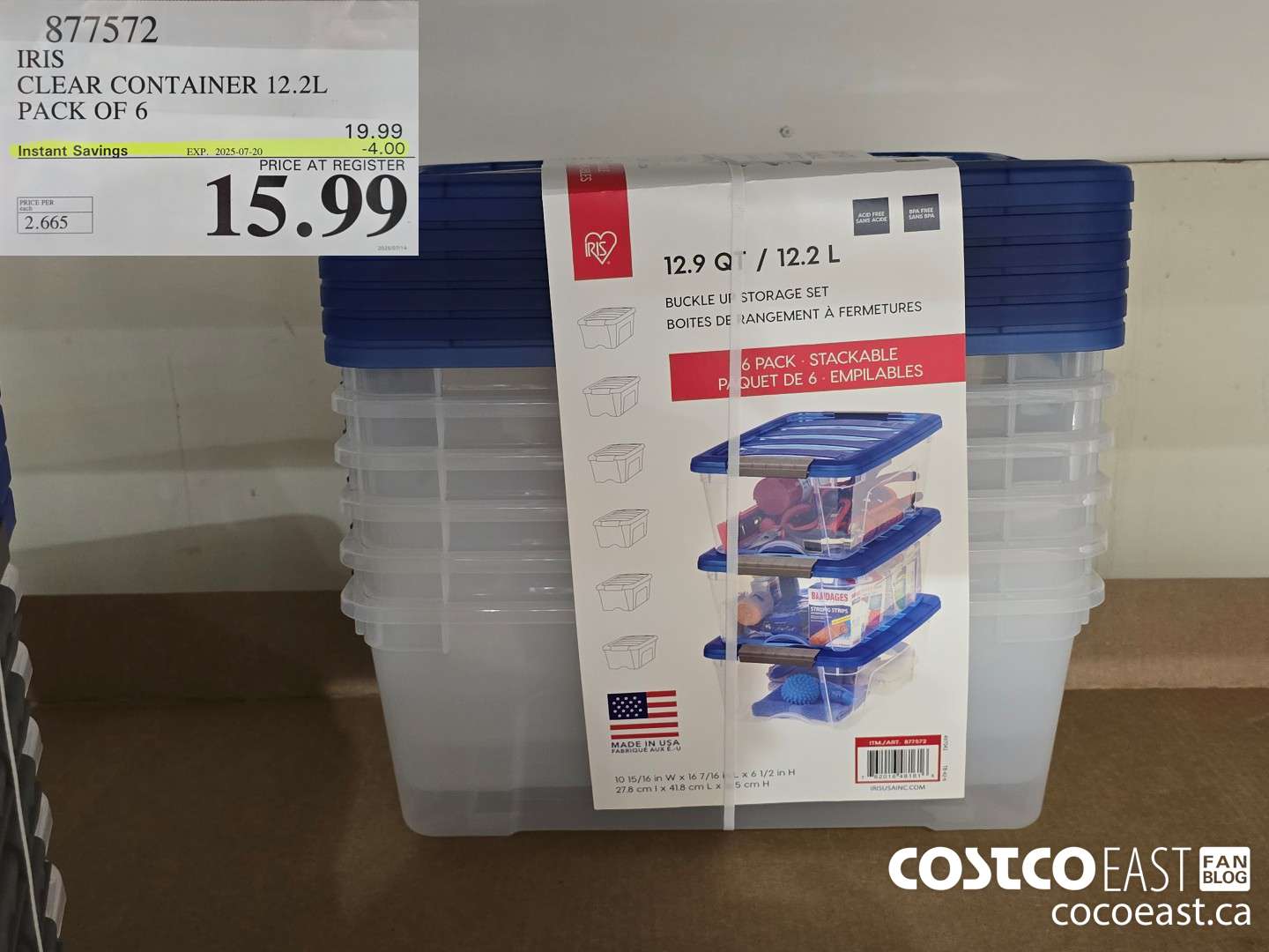 877572 IRIS CLEAR CONTAINER 12.2L PACK OF 6 ($4.00 INSTANT SAVINGS EXPIRES ON 2025-07-20) $15.99