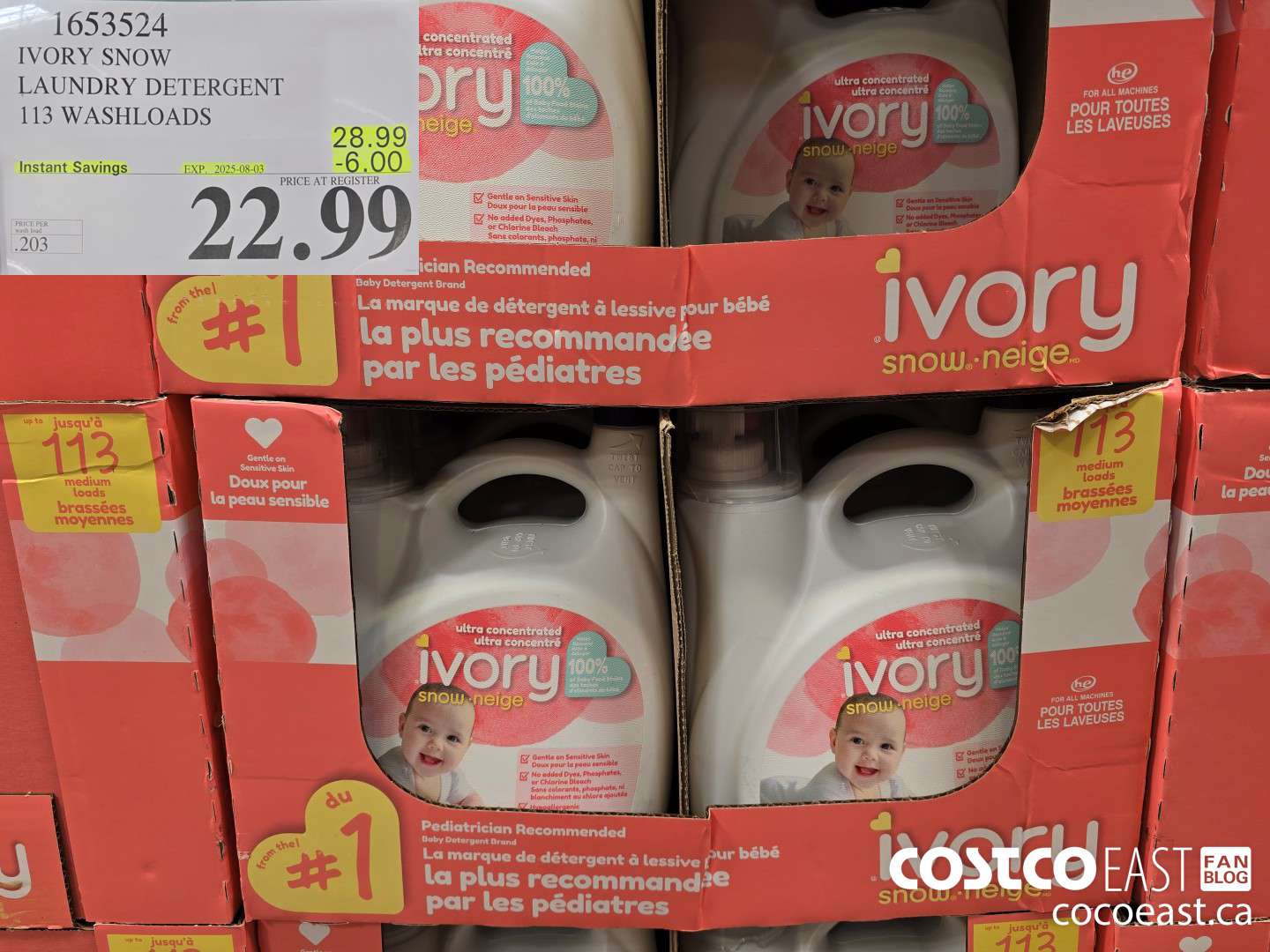 1653524 IVORY SNOW LAUNDRY DETERGENT 113 washloads ($6.00 INSTANT SAVINGS EXPIRES ON 2025-08-03) $22.99