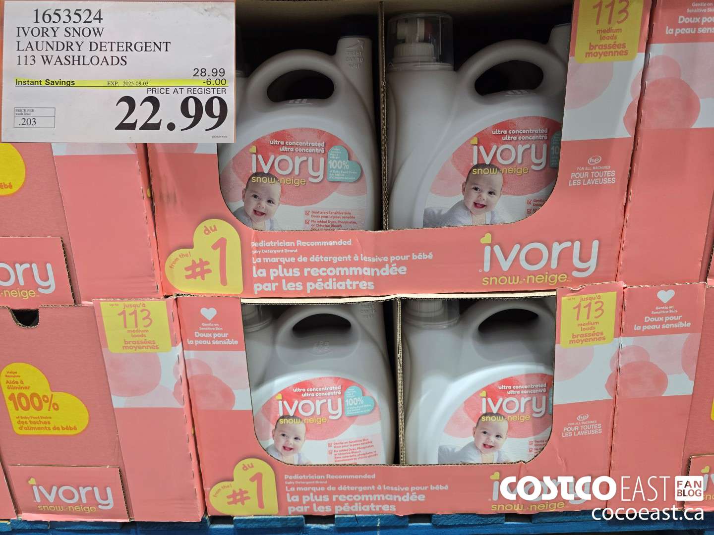 1653524 IVORY SNOW LAUNDRY DETERGENT 113 washloads ($6.00 INSTANT SAVINGS EXPIRES ON 2025-08-03) $22.99