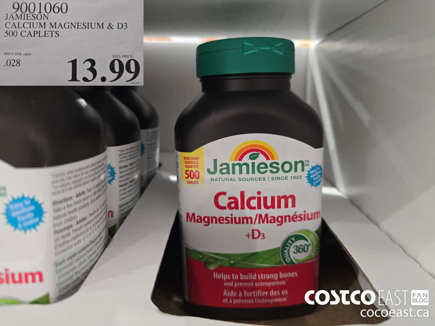 9001060 JAMIESON CALCIUM MAGNESIUM W/ D3 500 CAPLETS $13.99