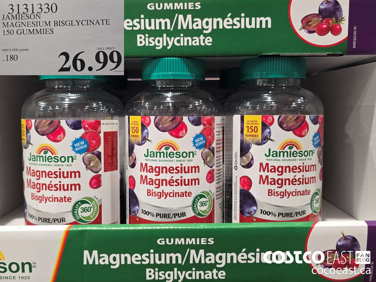 3131330 JAMIESON MAGNESIUM BISGLYCINATE 150 GUMMIES $26.99