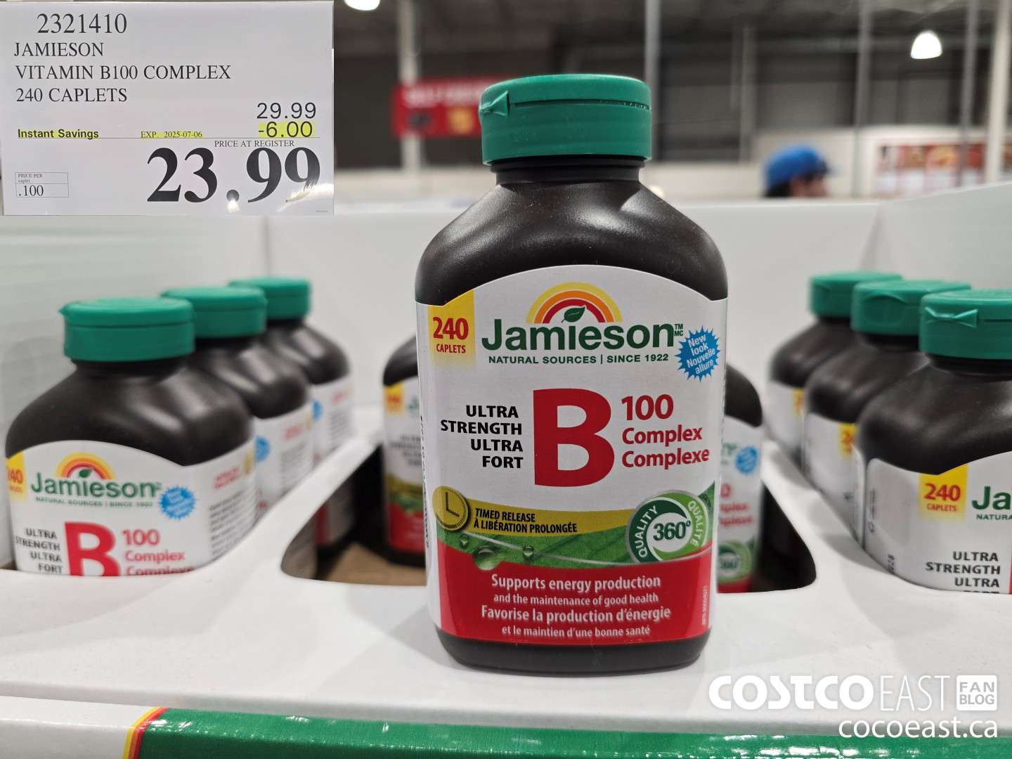 2321410 JAMIESON VITAMIN B100 COMPLEX 240 CAPLETS ($6.00 INSTANT SAVINGS EXPIRES ON 2025-07-06) $23.99