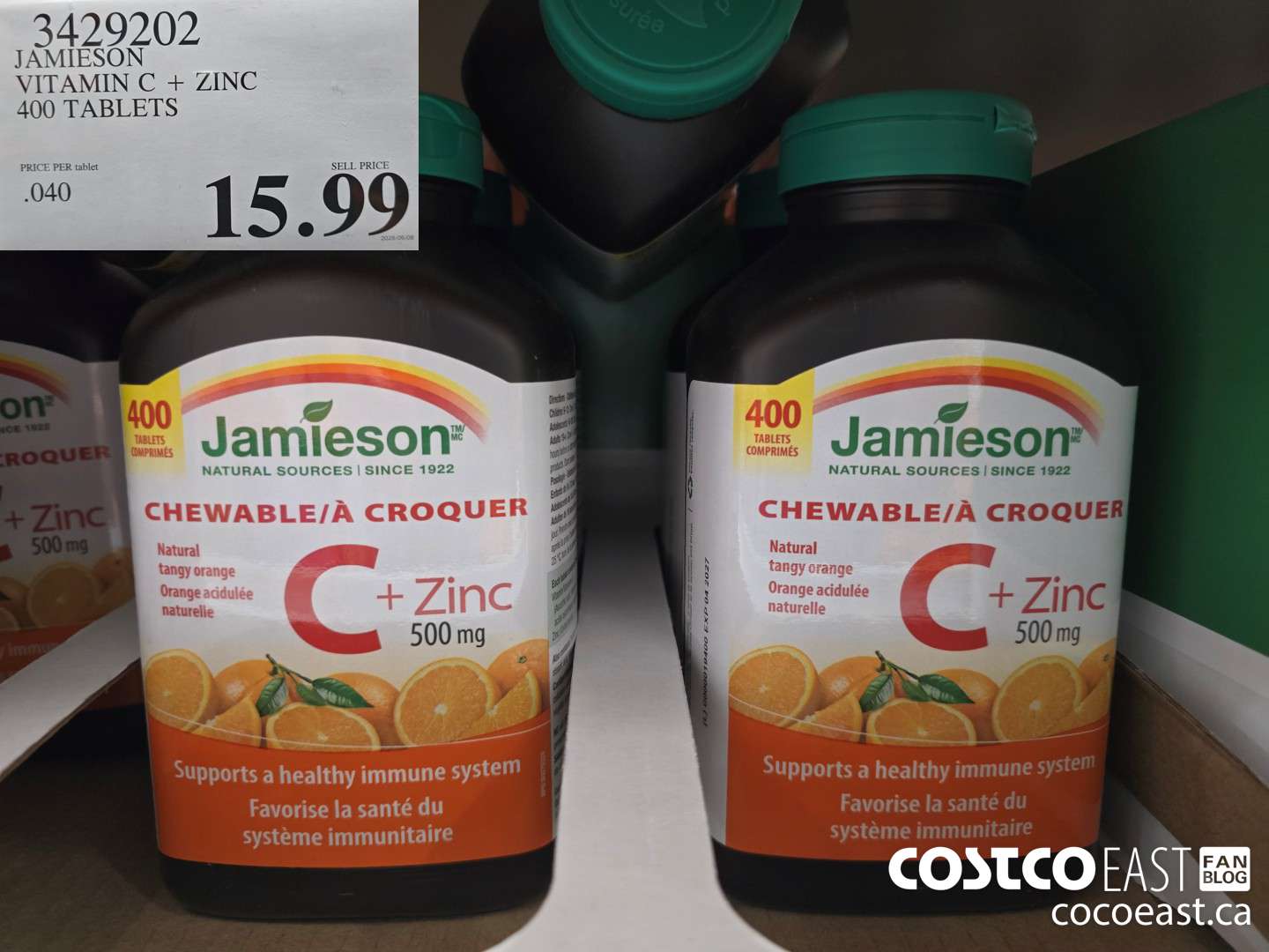 3429202 JAMIESON VITAMIN C+ZINC 500MG 400 TABLET $15.99
