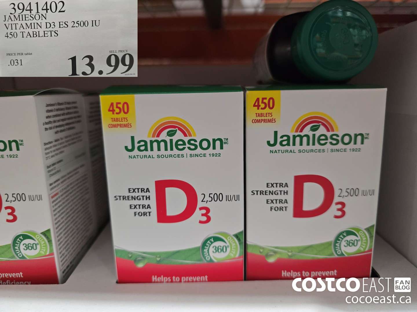 3941402 JAMIESON VITAMIN D3 2500IU 450 TABLETS $13.99