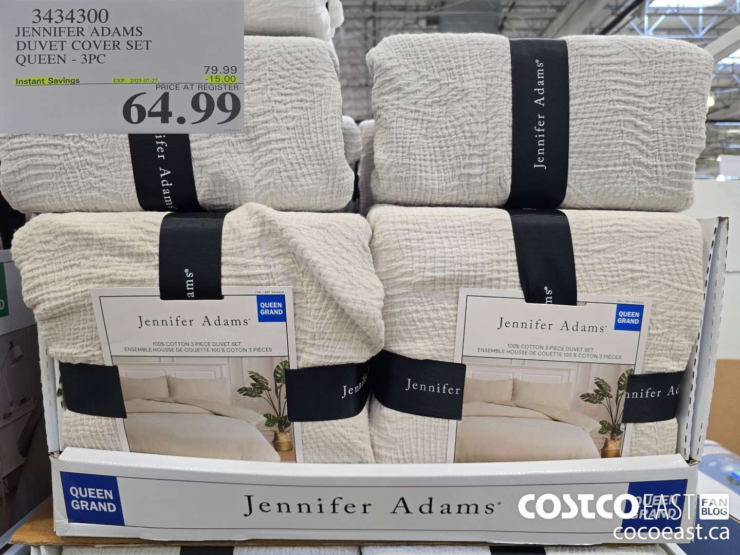 3434300 JENNIFER ADAMS DUVET COVER SET QUEEN - 3PC ($15.00 INSTANT SAVINGS EXPIRES ON 2025-07-27) $64.99