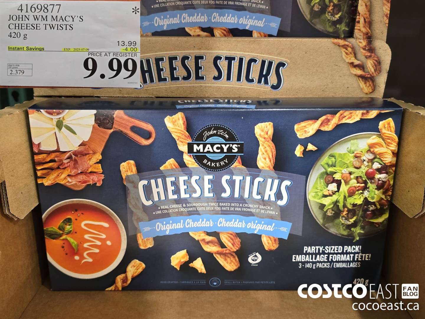 4169877 JOHN WM MACY'S CHEESE TWISTS 420 g ($4.00 INSTANT SAVINGS EXPIRES ON 2025-07-09) $9.99