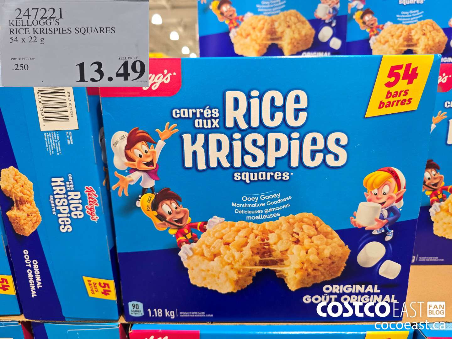 247221 KELLOGG'S RICE KRISPIES SQUARES 54 X 22 G $13.49