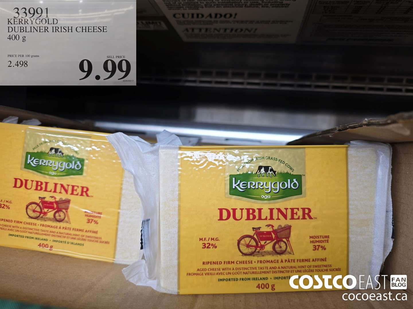 33991 KERRYGOLD DUBLINER IRISH CHEESE 400 g $9.99