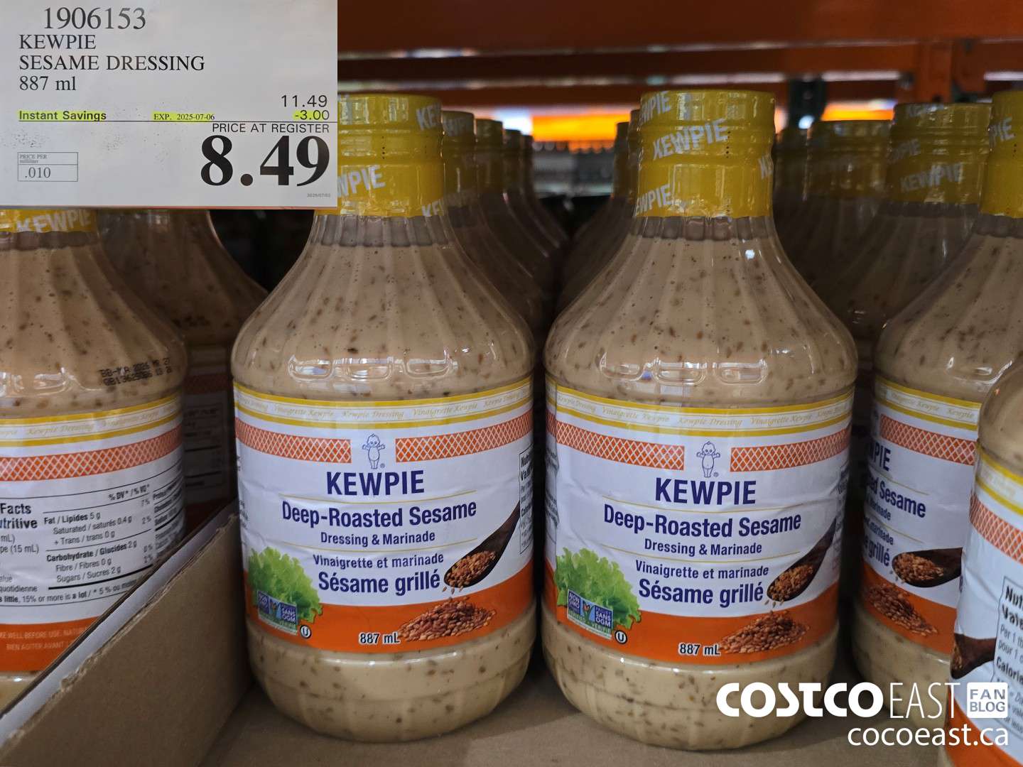 1906153 KEWPIE SESAME DRESSING 887 ml ($3.00 INSTANT SAVINGS EXPIRES ON 2025-07-06) $8.49