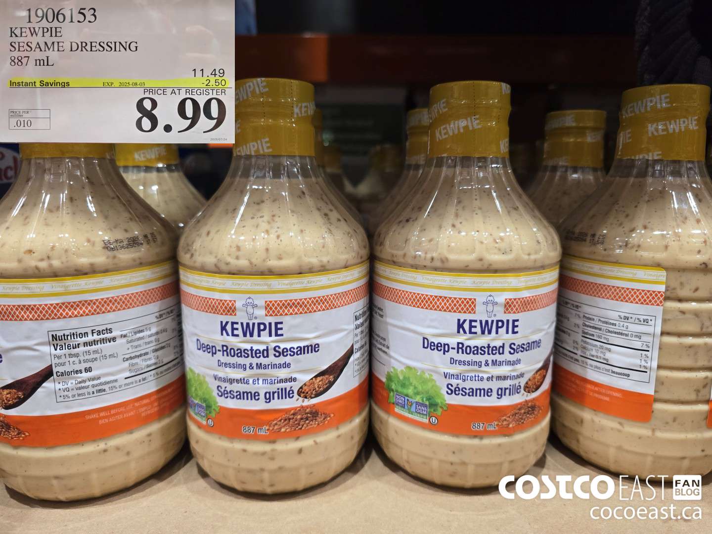 1906153 KEWPIE SESAME DRESSING 887 ml ($2.50 INSTANT SAVINGS EXPIRES ON 2025-08-03) $8.99