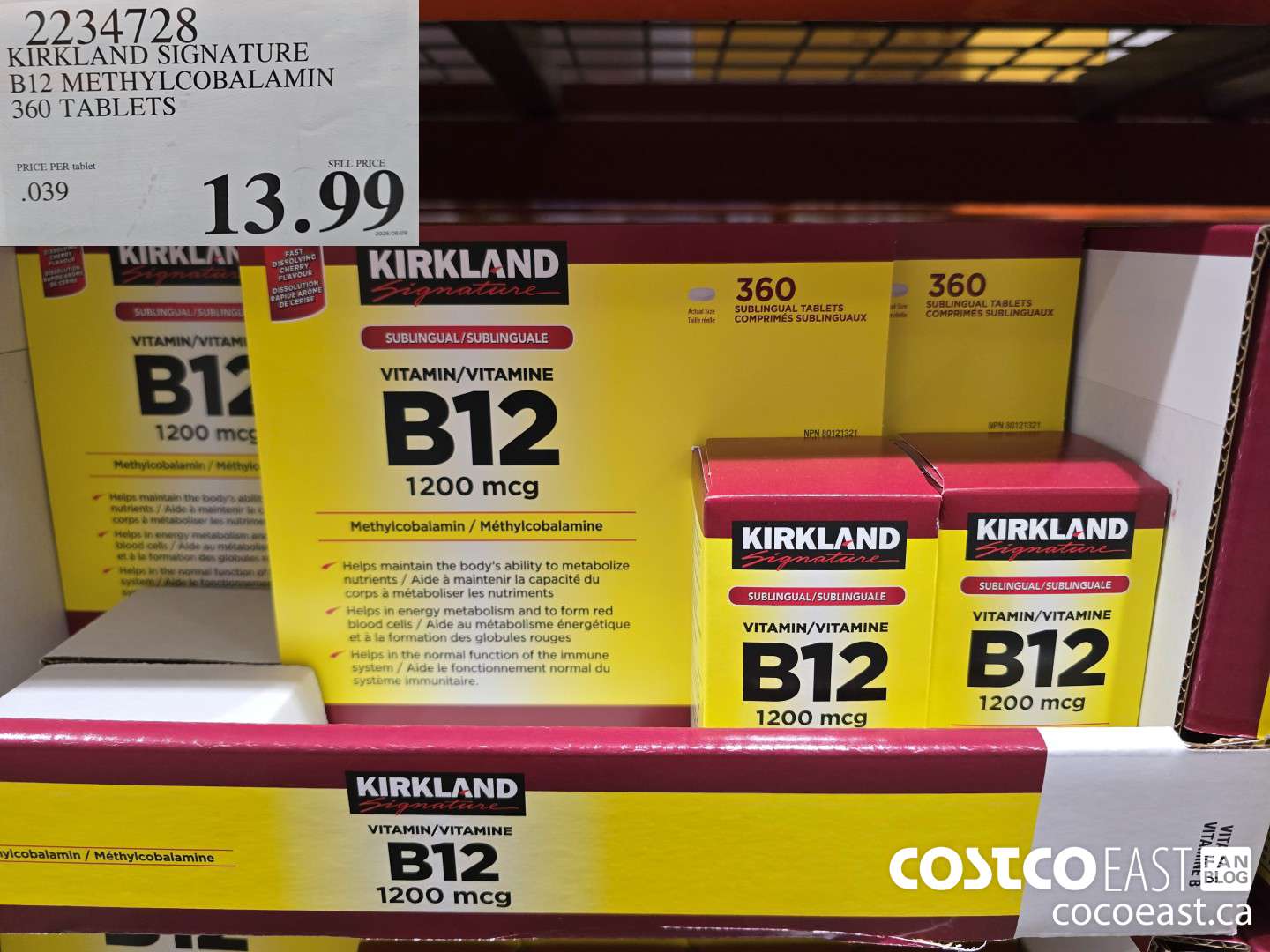 2234728 KIRKLAND SIGNATURE B12 METHYLCOBALAMIN 360 TABLETS $13.99