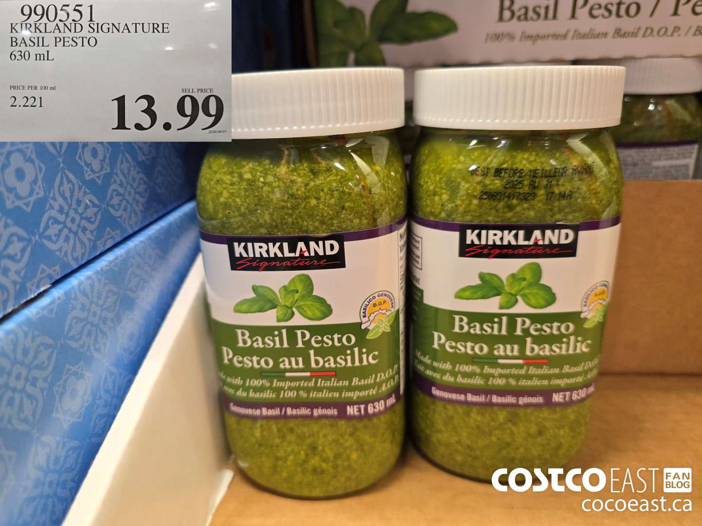 990551 KIRKLAND SIGNATURE BASIL PESTO 630 ML $13.99
