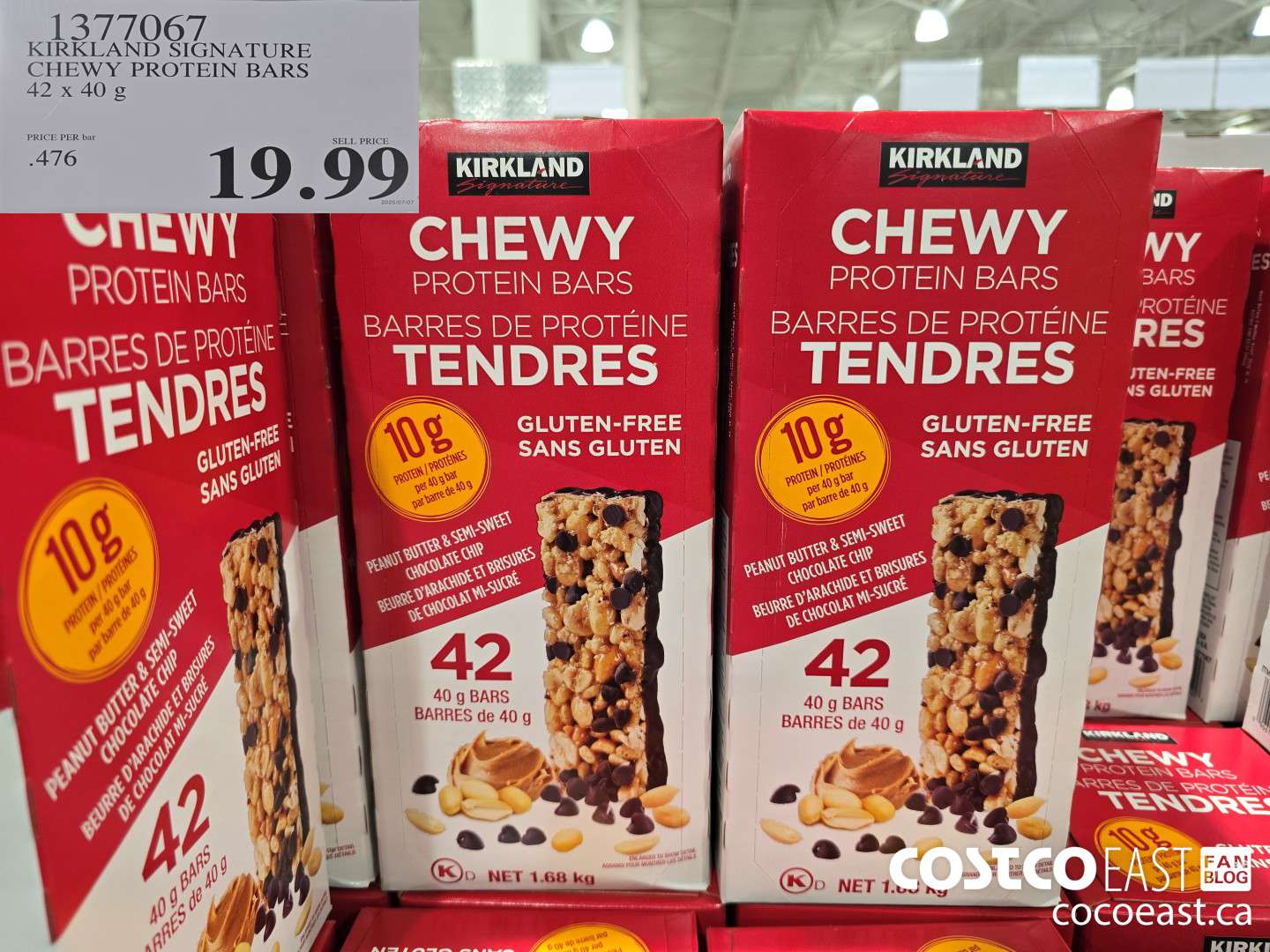 1377067 KIRKLAND SIGNATURE CHEWY PROTEIN BARS 42 X 40 G $19.99