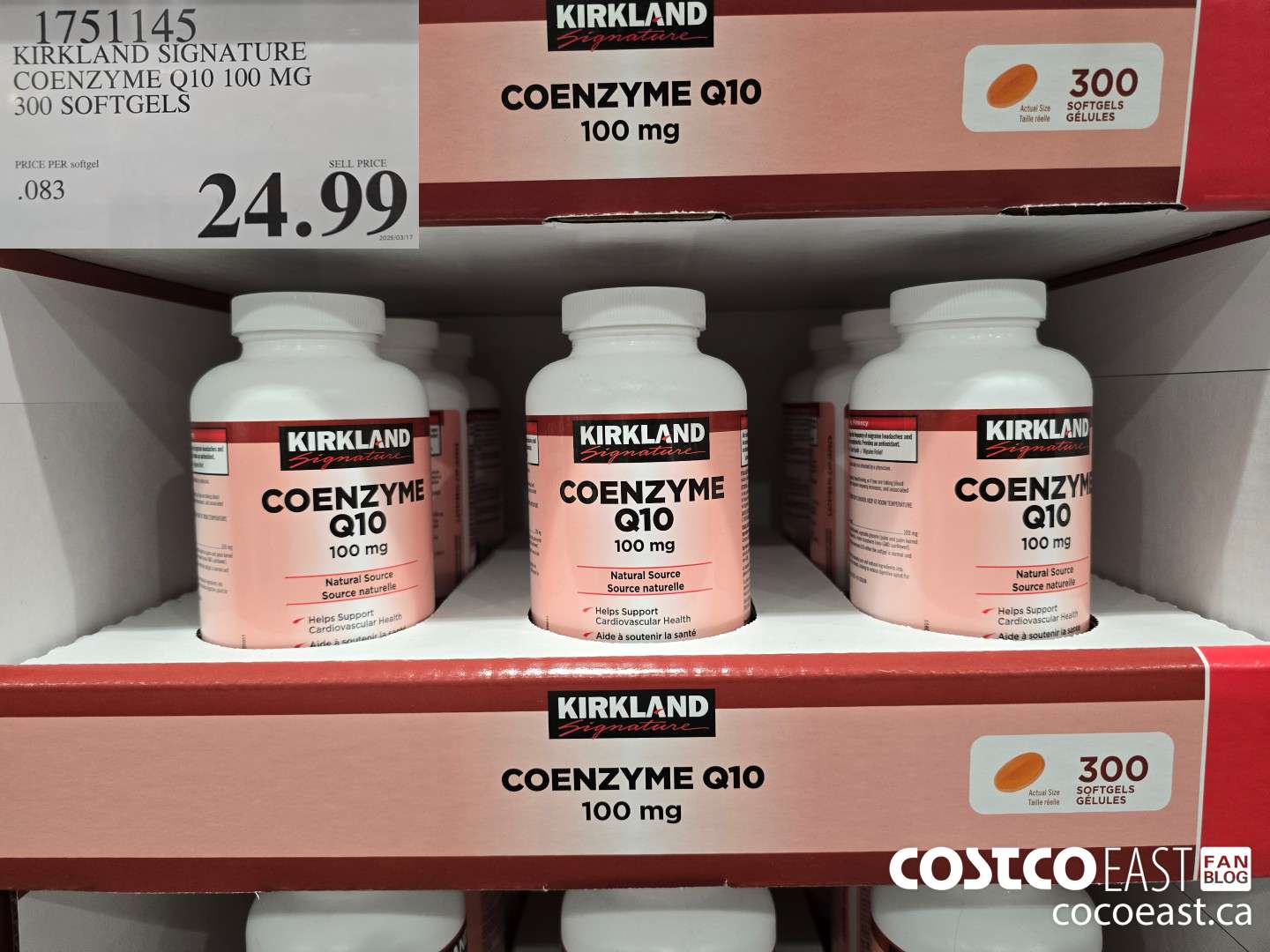 1751145 KIRKLAND SIGNATURE COENZYME Q10 100 MG 300 SOFTGELS $24.99