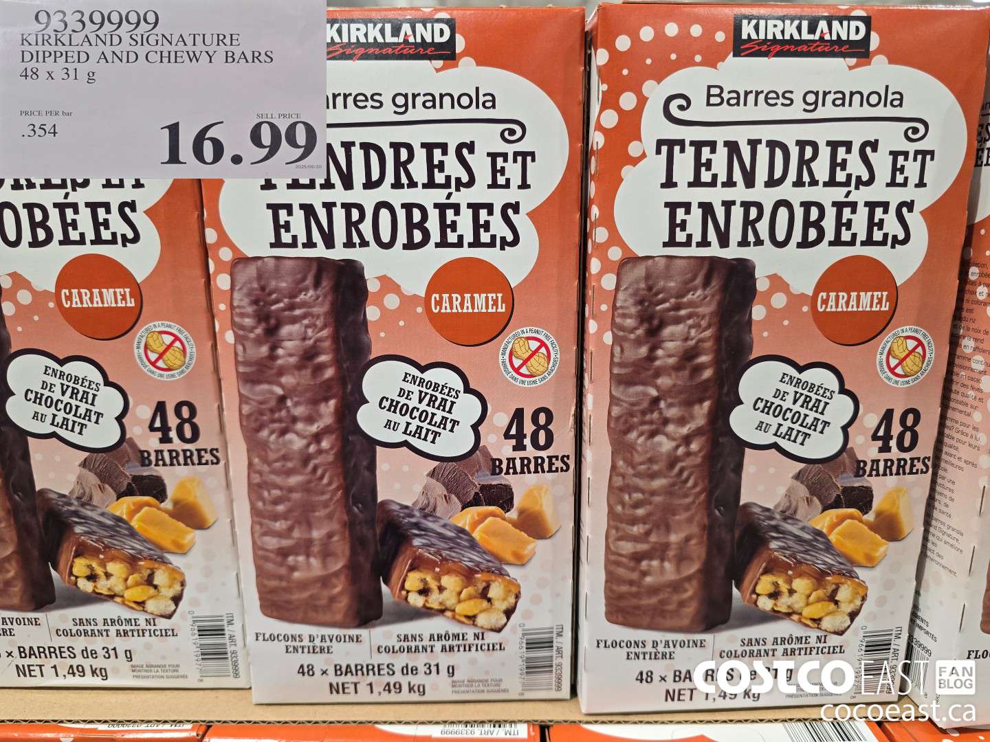 9339999 KIRKLAND SIGNATURE DIPPED AND CHEWY BARS 48x 31g $16.99