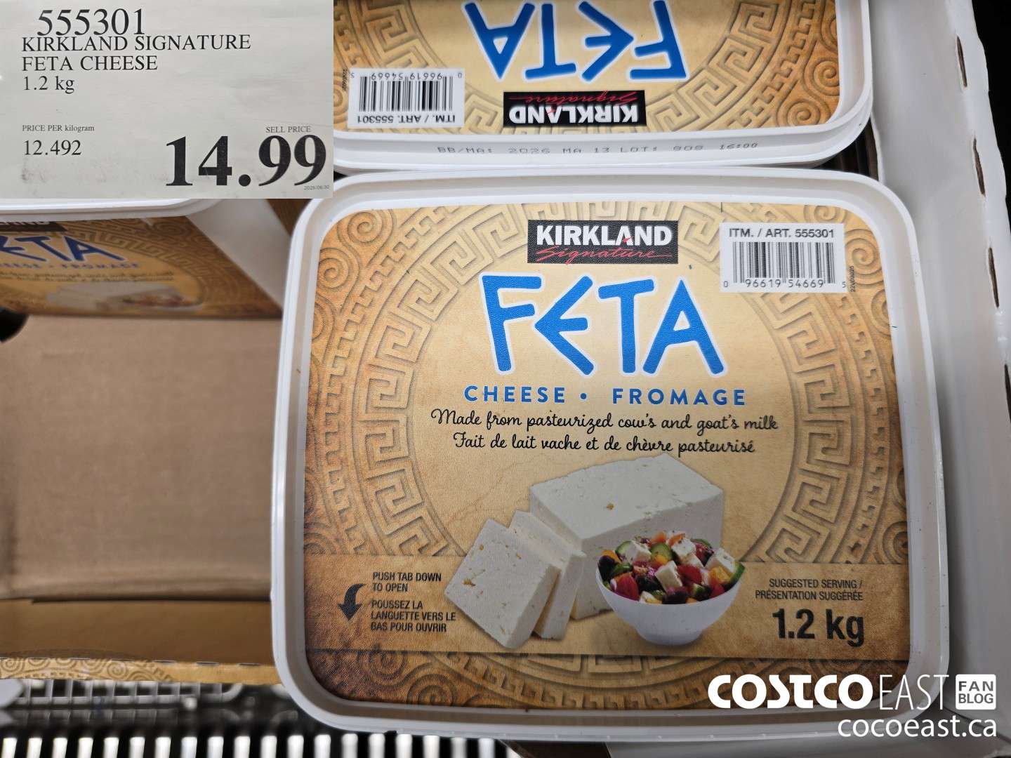 555301 KIRKLAND SIGNATURE FETA CHEESE 1.2 KG $14.99