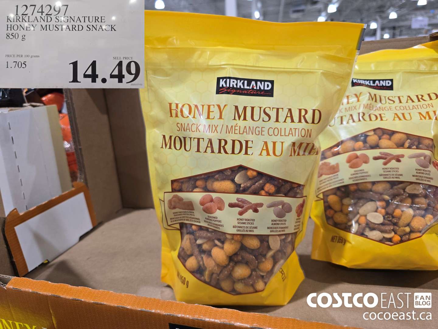 1274297 KIRKLAND SIGNATURE HONEY MUSTARD SNACK 850 G $14.49