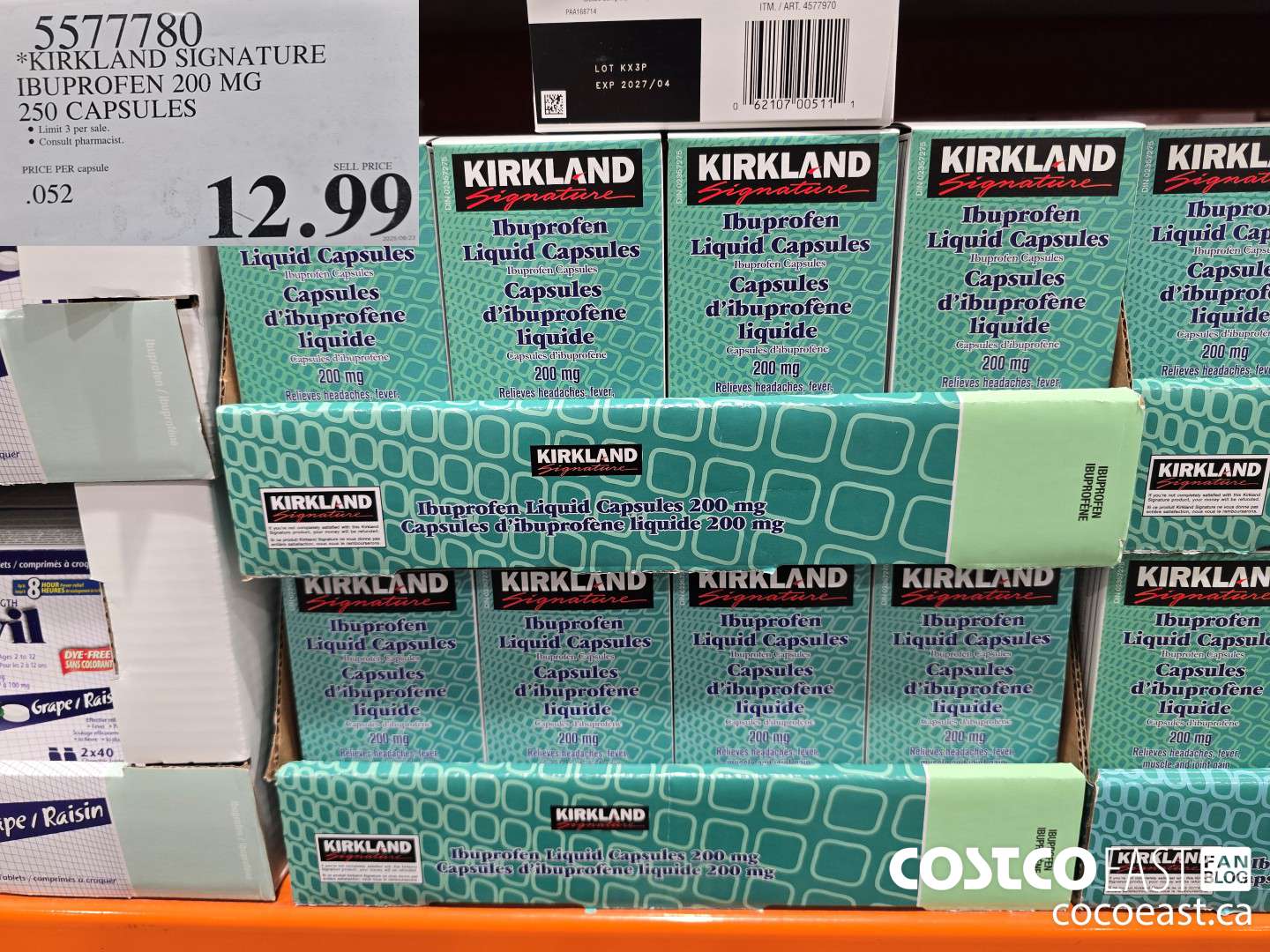 5577780 KIRKLAND SIGNATURE IBUPROFEN 200MG 250 capsules $12.99
