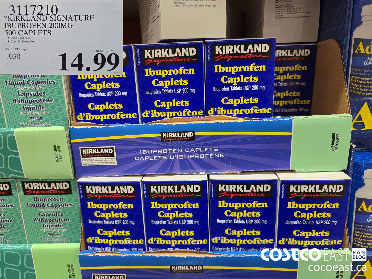 3117210 KIRKLAND SIGNATURE IBUPROFEN 200MG 500 CAPLETS $14.99