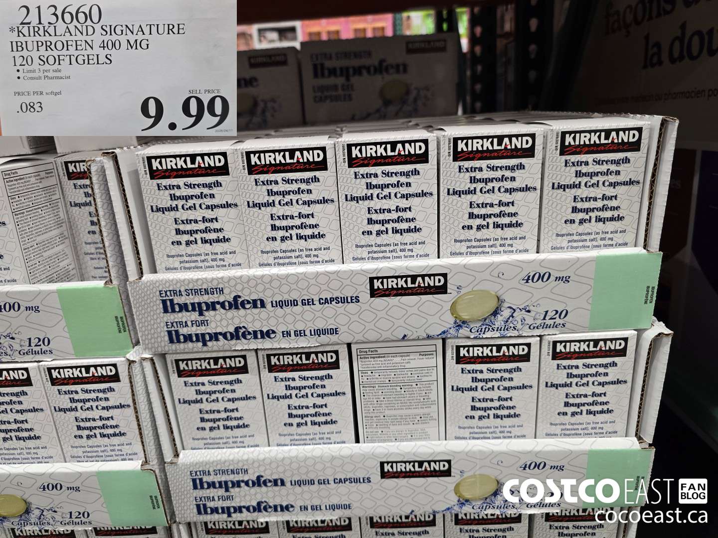 213660 *KIRKLAND SIGNATURE IBUPROFEN 400MG 120 CAPSULES $9.99