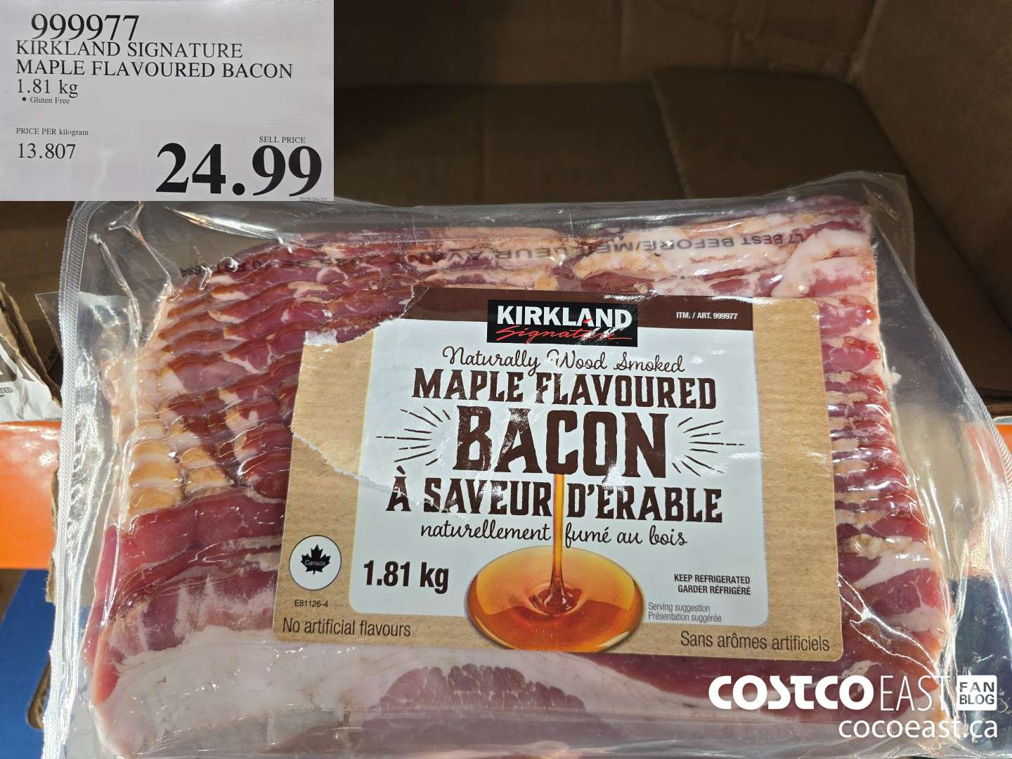 999977 KIRKLAND SIGNATURE MAPLE FLAVOURED BACON 1.81 kg $24.99