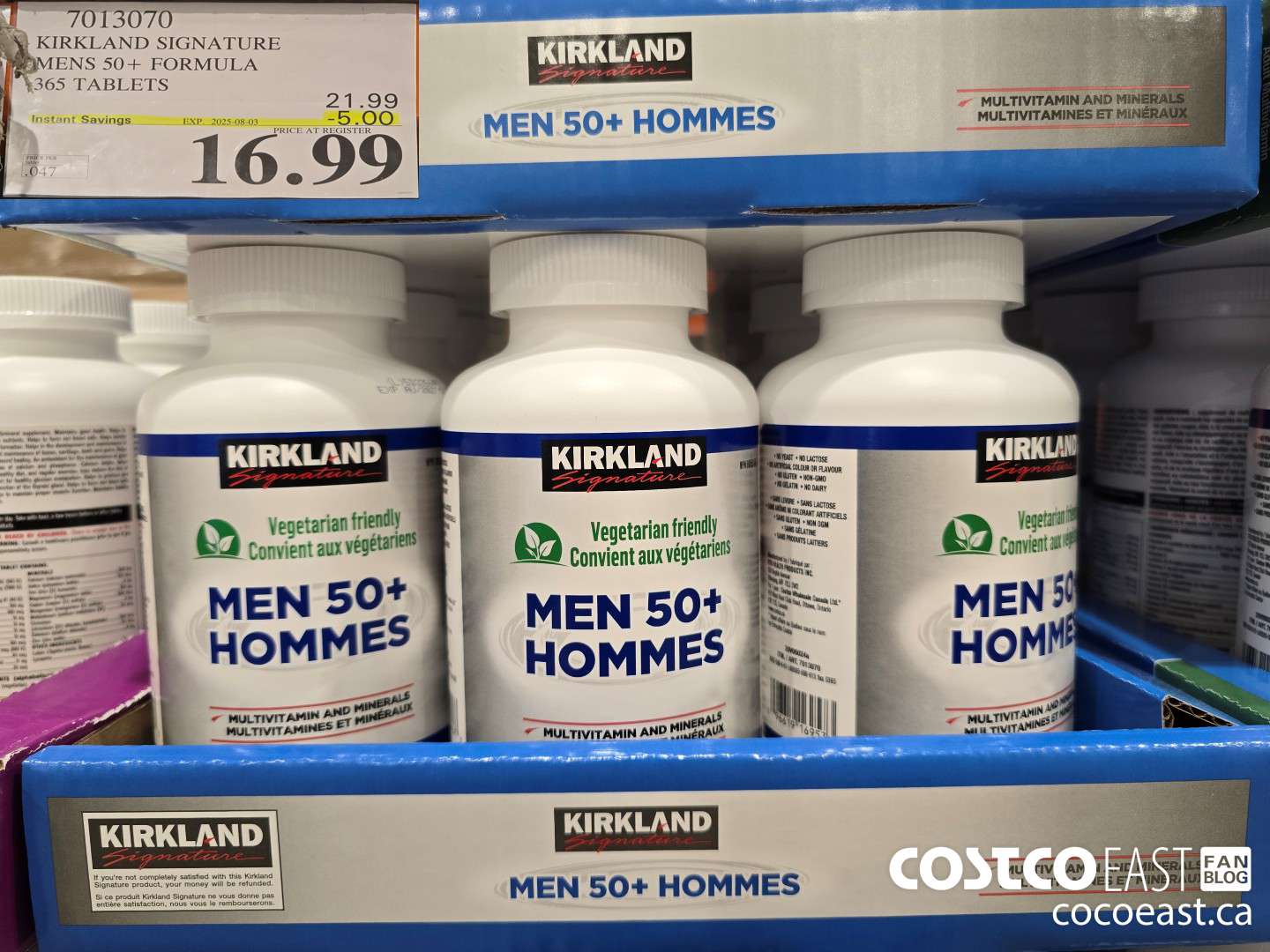 7013070 KIRKLAND SIGNATURE MENS 50+ FORMULA 365 TABLETS ($5.00 INSTANT SAVINGS EXPIRES ON 2025-08-03) $16.99
