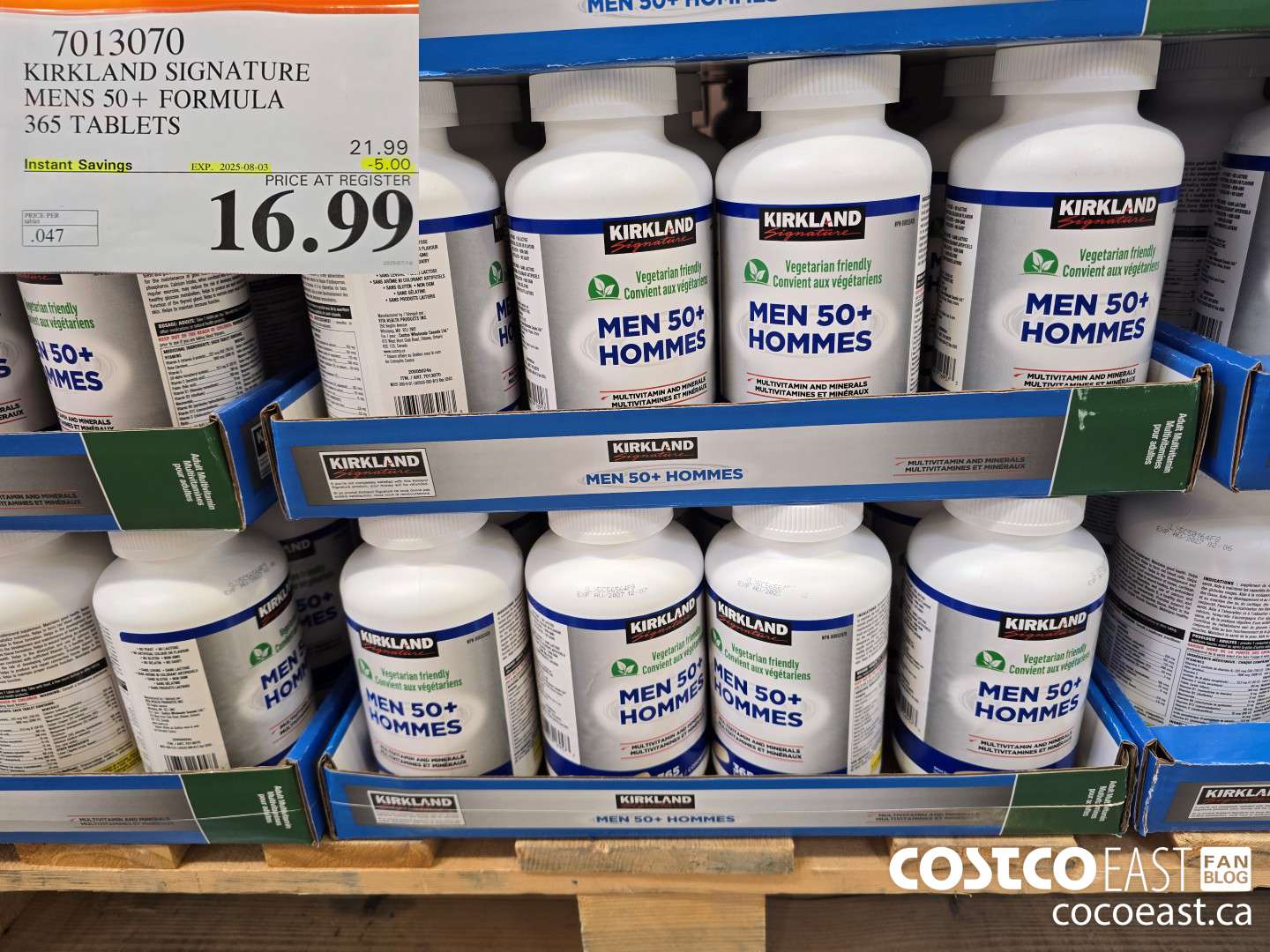 7013070 KIRKLAND SIGNATURE MENS 50+ FORMULA 365 TABLETS ($5.00 INSTANT SAVINGS EXPIRES ON 2025-08-03) $16.99