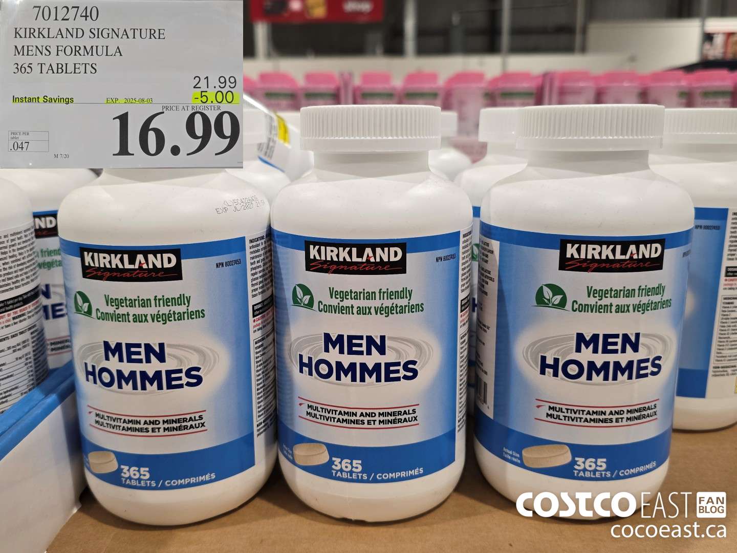 7012740 KIRKLAND SIGNATURE MENS FORMULA 365 TABLETS ($5.00 INSTANT SAVINGS EXPIRES ON 2025-08-03) $16.99