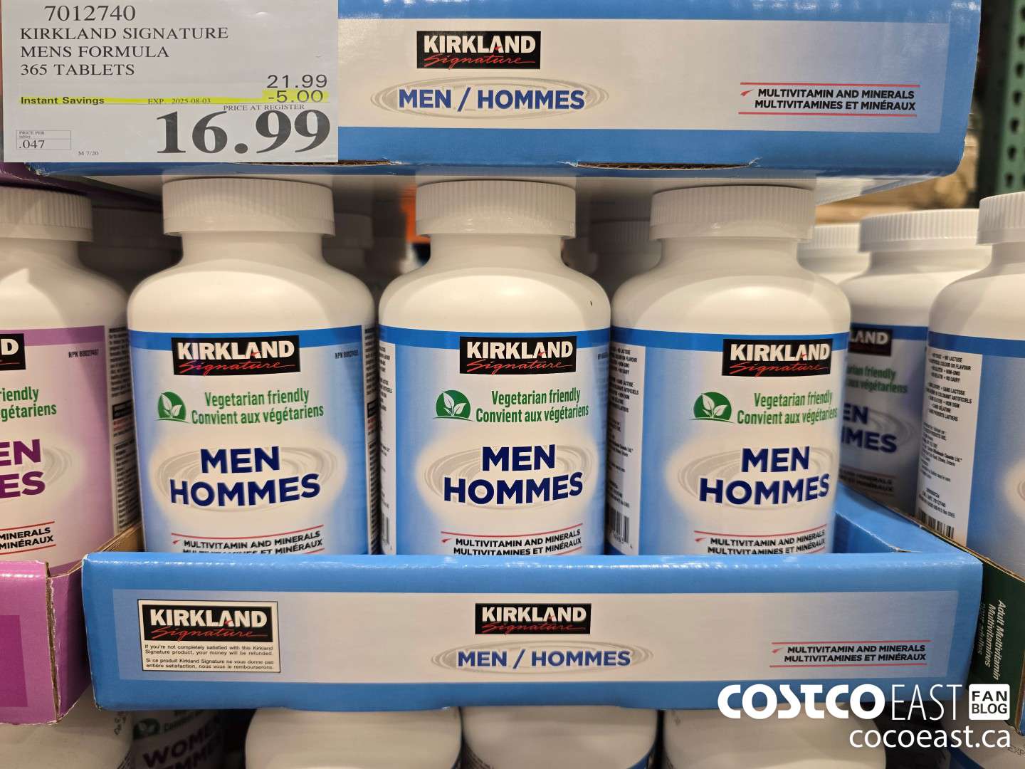 7012740 KIRKLAND SIGNATURE MENS FORMULA 365 TABLETS ($5.00 INSTANT SAVINGS EXPIRES ON 2025-08-03) $16.99