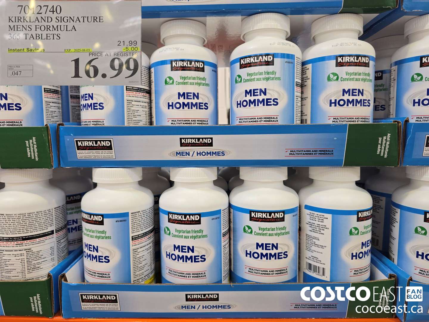 7012740 KIRKLAND SIGNATURE MENS FORMULA 365 TABLETS ($5.00 INSTANT SAVINGS EXPIRES ON 2025-08-03) $16.99