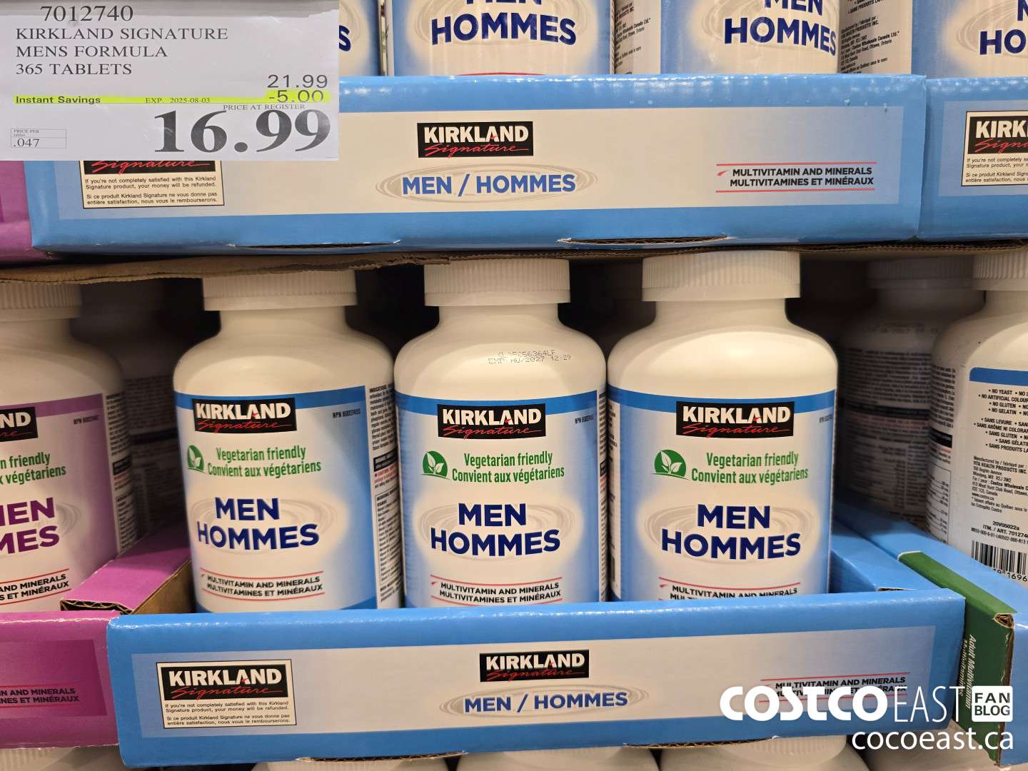 7012740 KIRKLAND SIGNATURE MENS FORMULA 365 TABLETS ($5.00 INSTANT SAVINGS EXPIRES ON 2025-08-03) $16.99