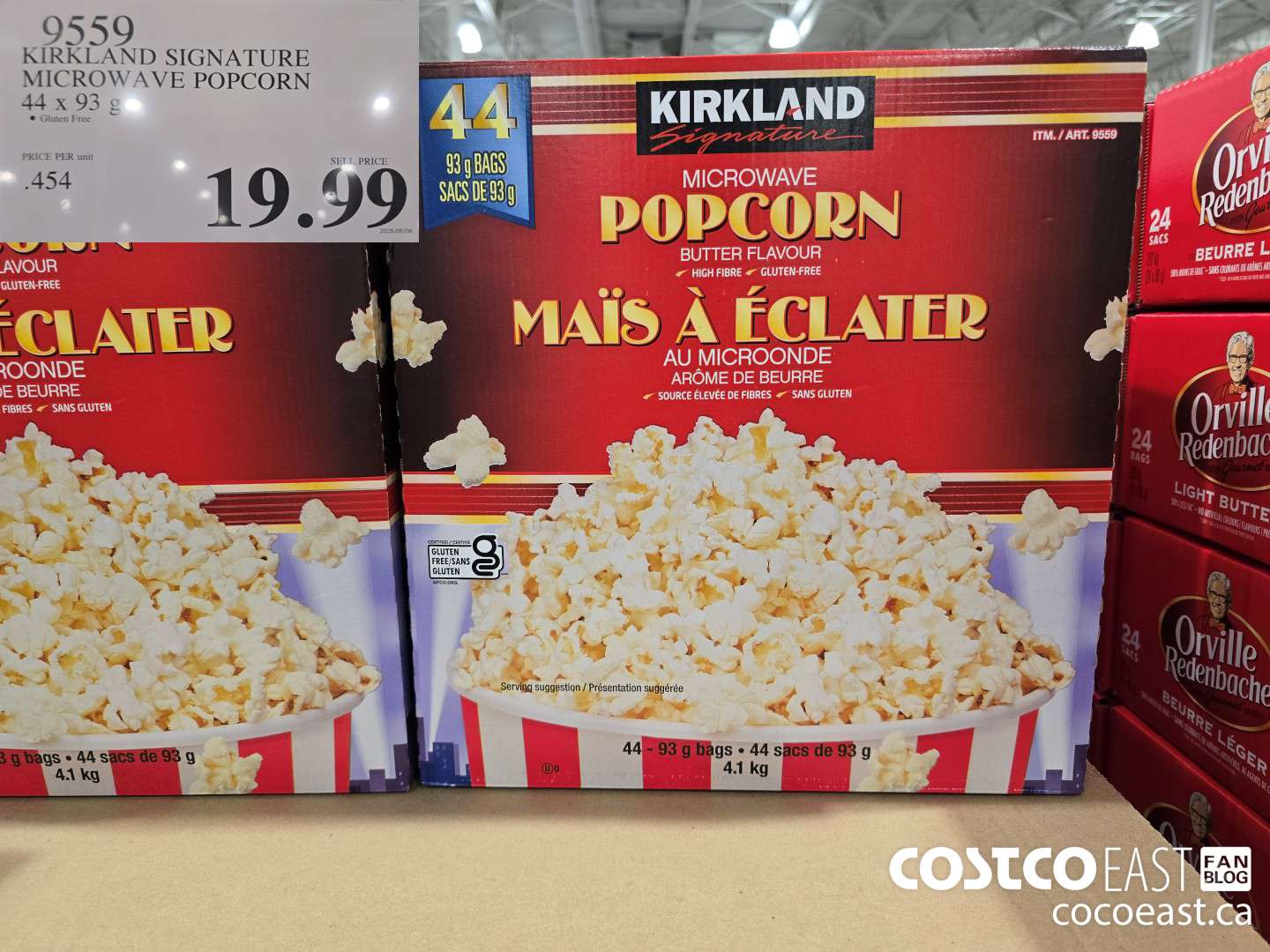 9559 KIRKLAND SIGNATURE MICROWAVE POPCORN 44 x 93 G $19.99