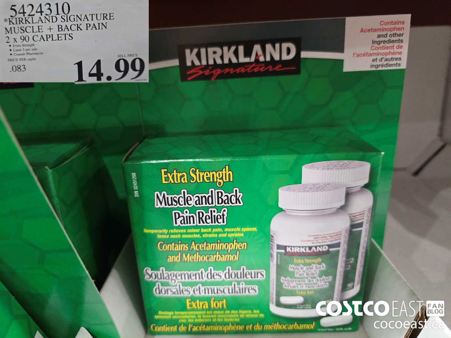 5424310 KIRKLAND SIGNATURE MUSCLE + BACK PAIN 2 X 90 CAPLETS $14.99