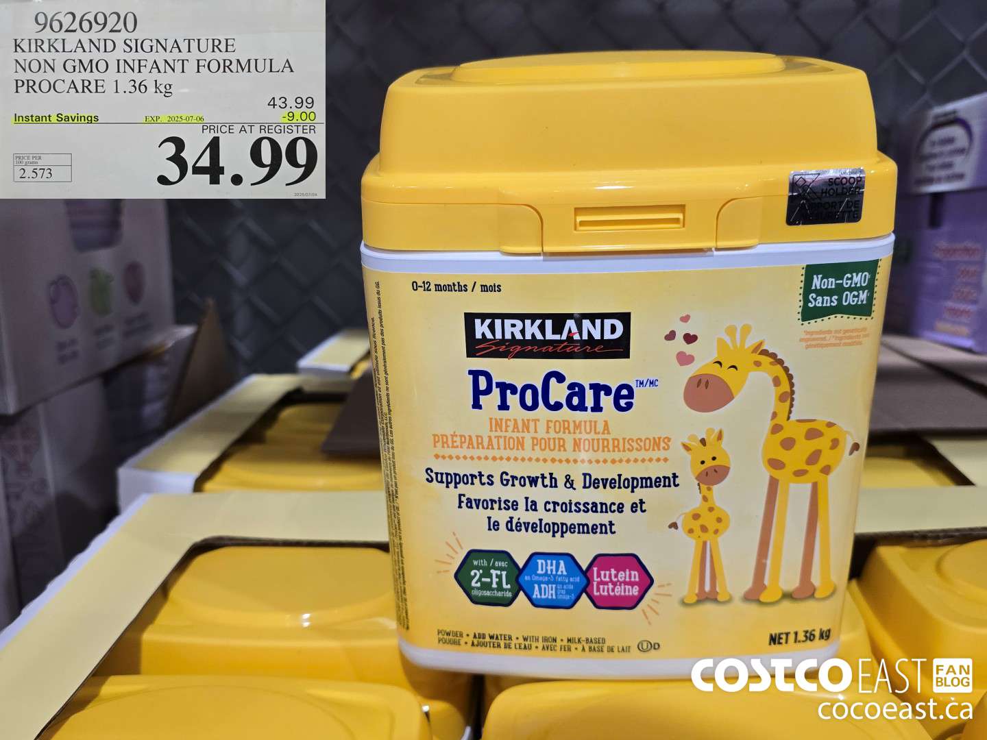 9626920 KIRKLAND SIGNATURE NON GMO INFANT FORMULA PROCARE 1.36 kg ($9.00 INSTANT SAVINGS EXPIRES ON 2025-07-06) $34.99