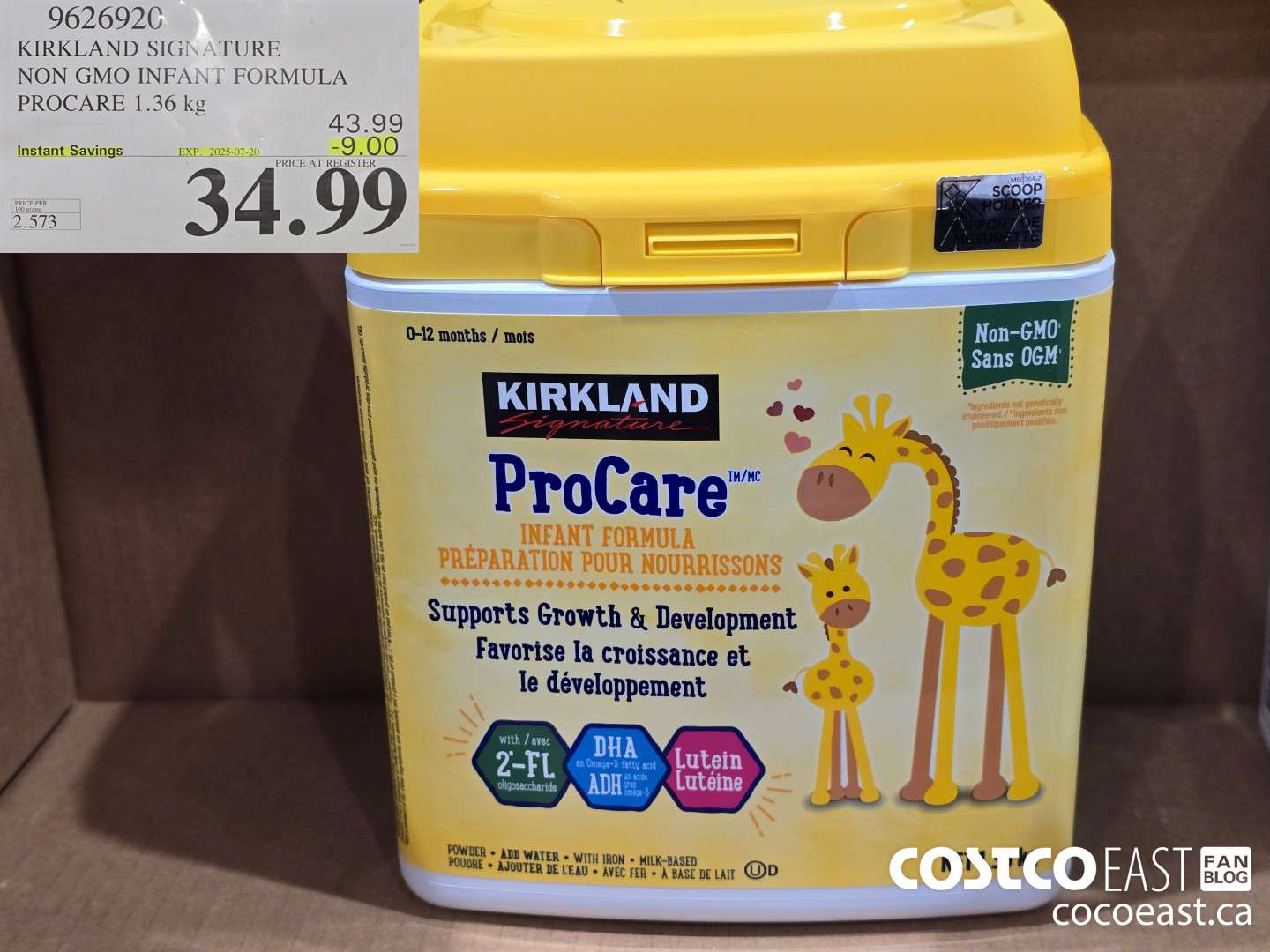 9626920 KIRKLAND SIGNATURE NON GMO INFANT FORMULA PROCARE 1.36 kg ($9.00 INSTANT SAVINGS EXPIRES ON 2025-07-20) $34.99