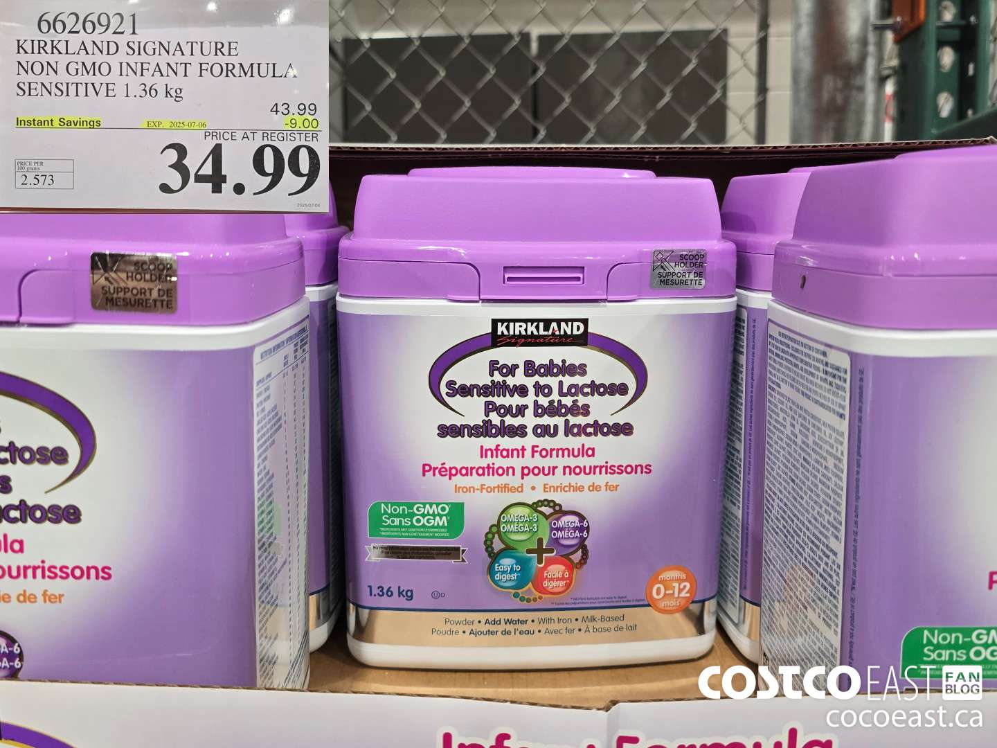 6626921 KIRKLAND SIGNATURE NON GMO INFANT FORMULA SENSITIVE 1.36 kg ($9.00 INSTANT SAVINGS EXPIRES ON 2025-07-06) $34.99