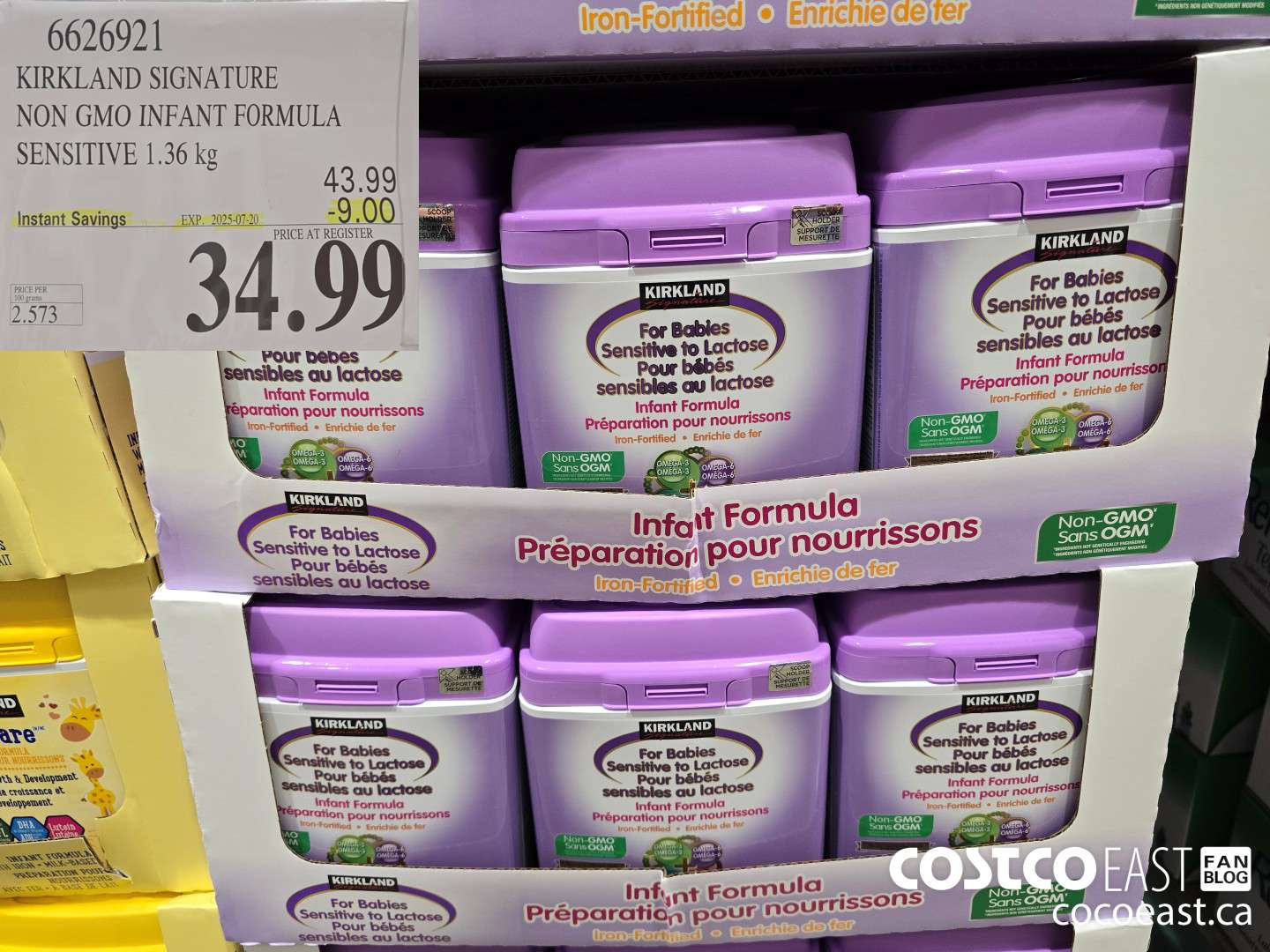 6626921 KIRKLAND SIGNATURE NON GMO INFANT FORMULA SENSITIVE 1.36 kg ($9.00 INSTANT SAVINGS EXPIRES ON 2025-07-20) $34.99