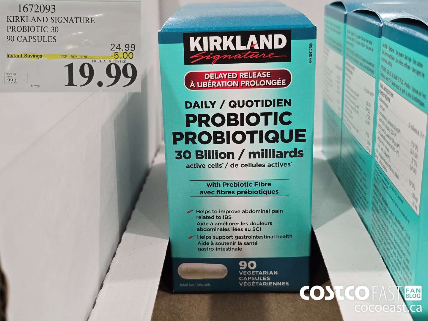 1672093 KIRKLAND SIGNATURE PROBIOTIC 30 BILLION 90 CAPSULES ($5.00 INSTANT SAVINGS EXPIRES ON 2025-07-20) $19.99
