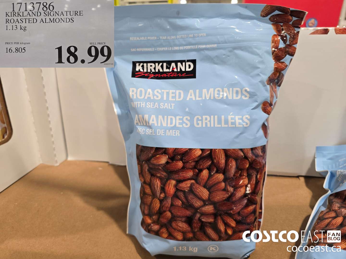 1713786 KIRKLAND SIGNATURE ROASTED ALMONDS 1.13 kg  $18.99