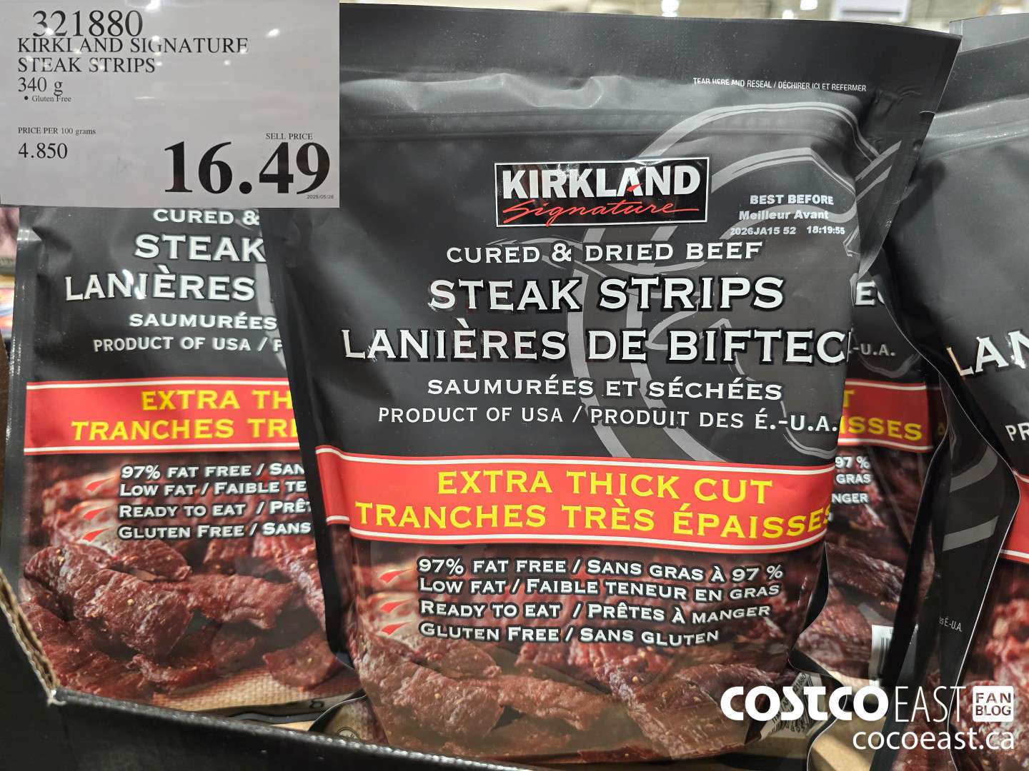 321880 KIRKLAND SIGNATURE STEAK STRIPS 340 g $16.99