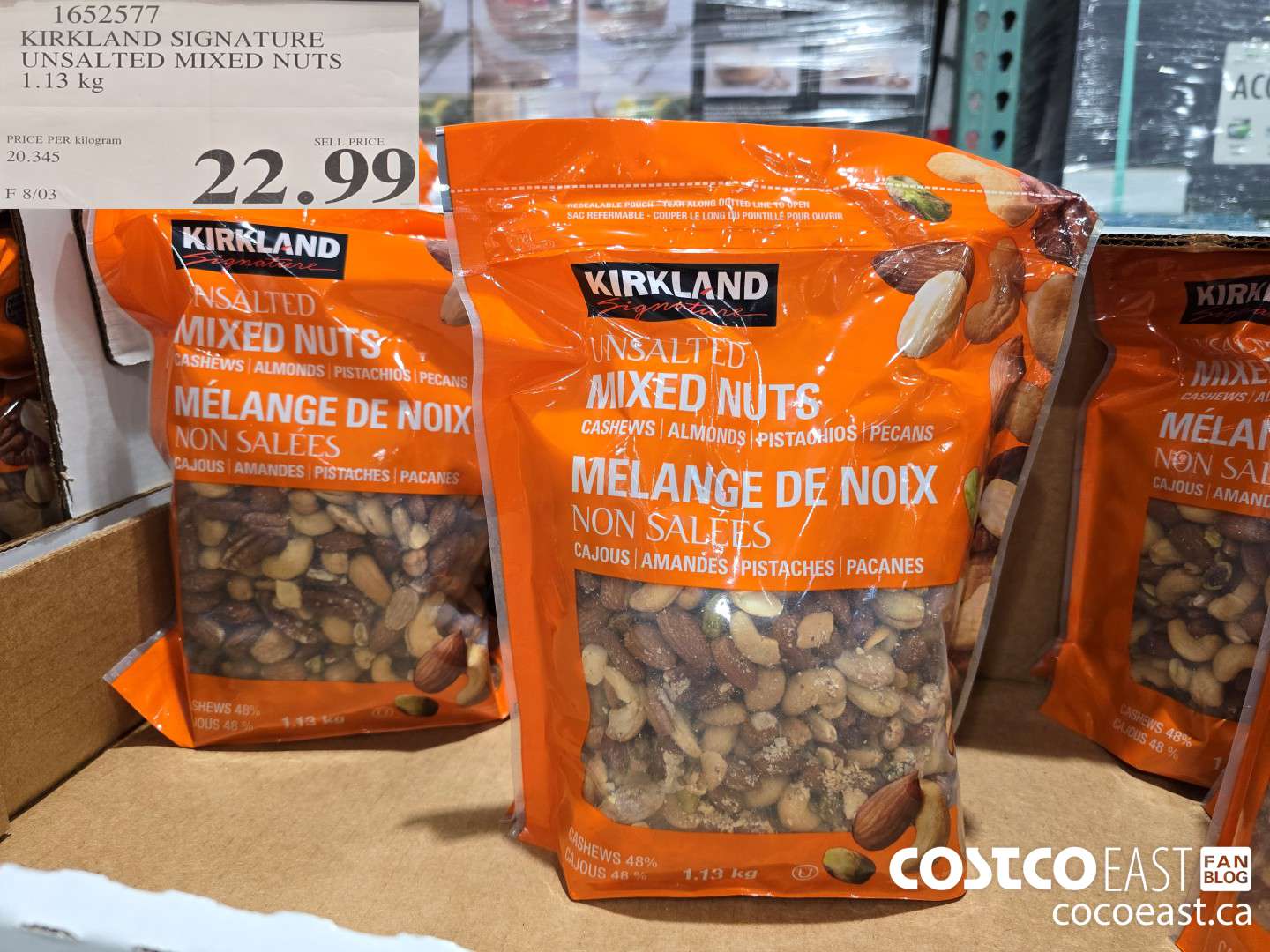 1652577 KIRKLAND SIGNATURE UNSALTED MIXED NUTS 1.13 KG $22.99