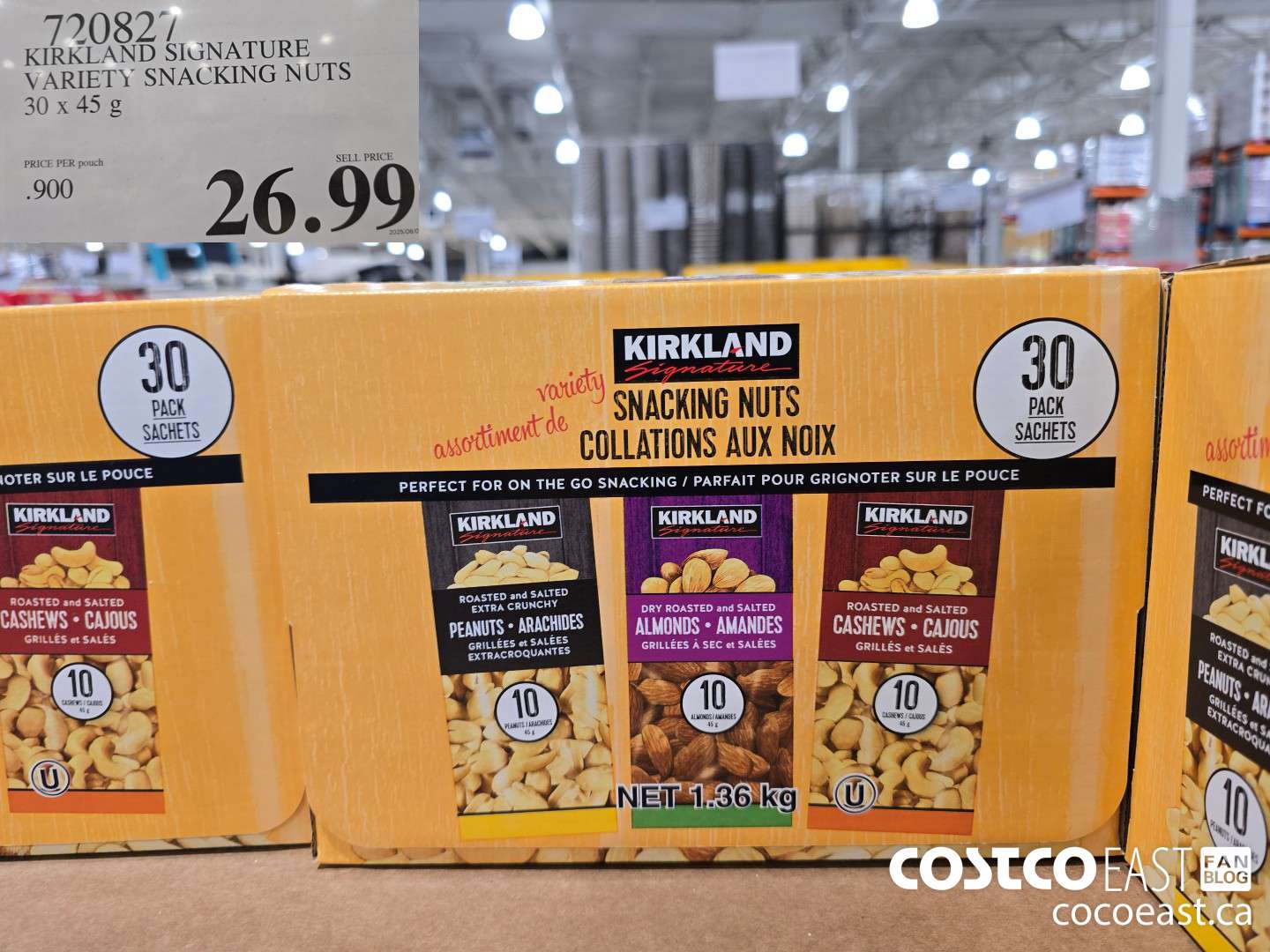720827 KIRKLAND SIGNATURE VARIETY SNACKING NUTS 30 x 45 G $26.99